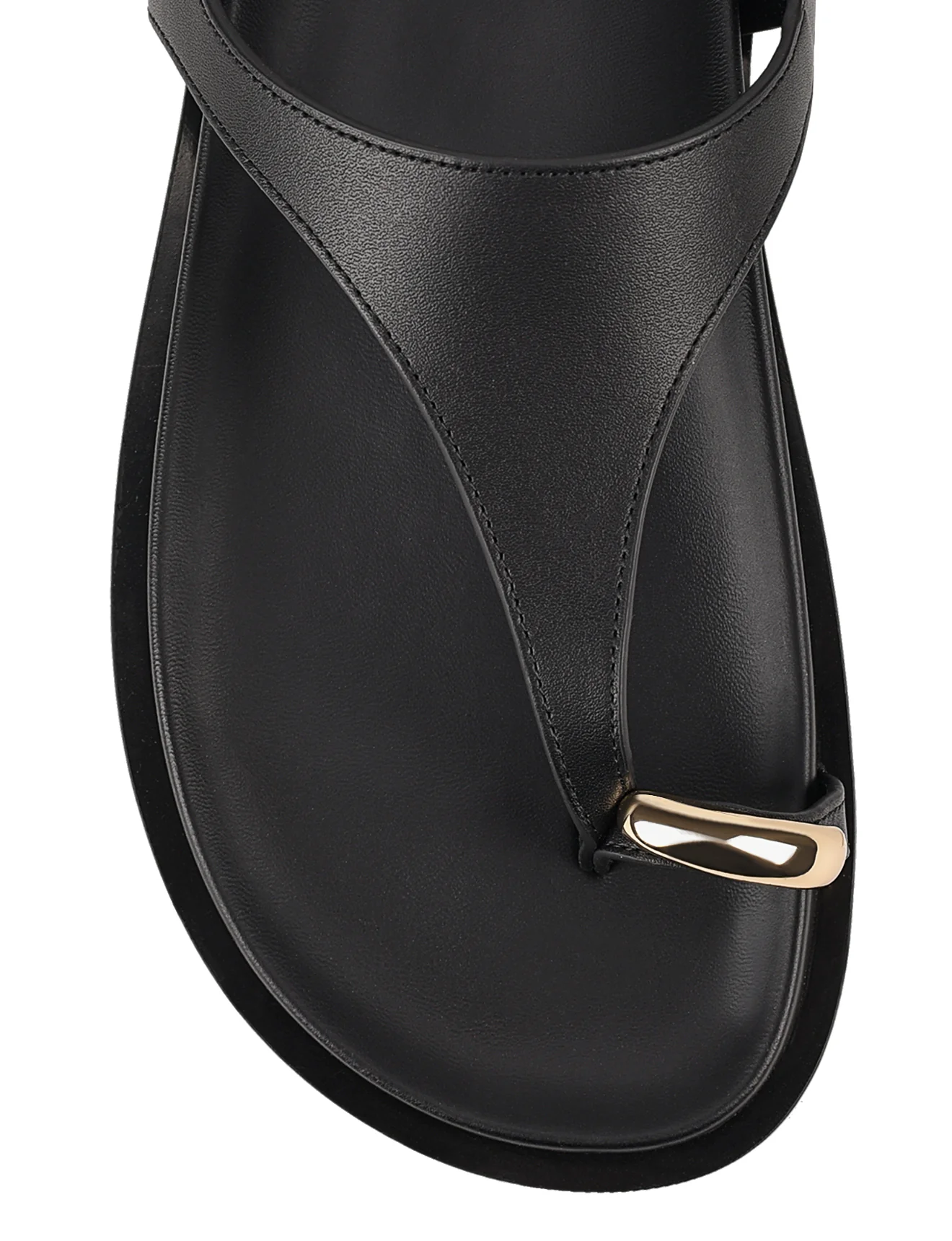 Latvia Flatform Sandals - Black Leather - Image 6