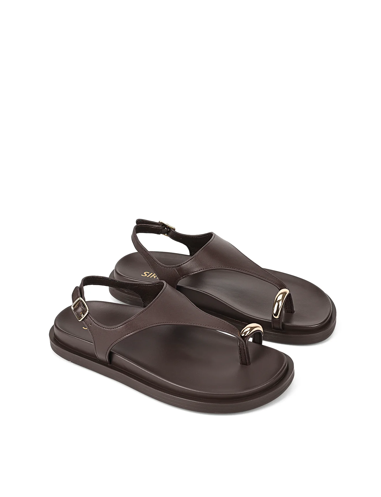 Latvia Flatform Sandals - Chocolate Brown Leather - Image 5
