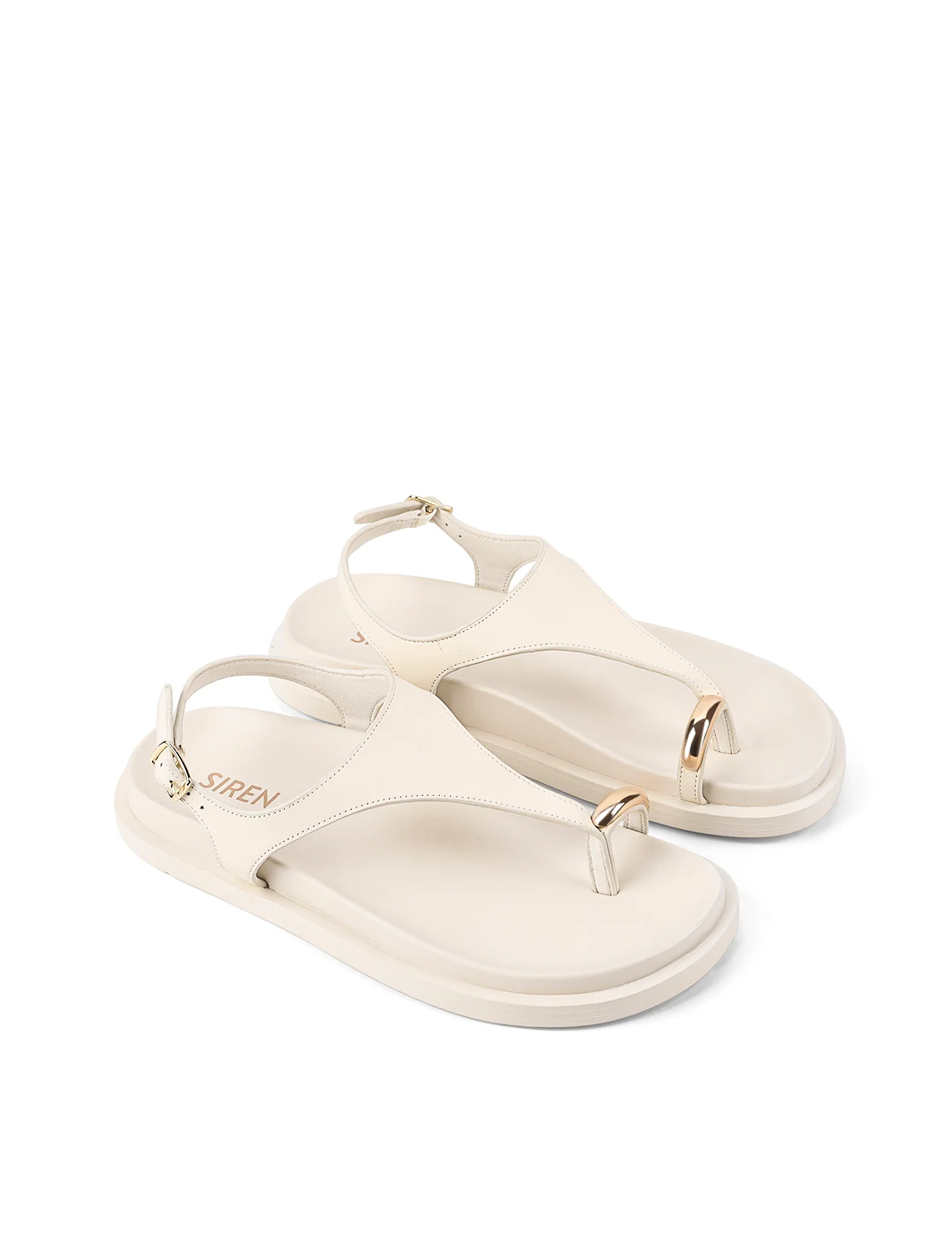 Latvia Flatform Sandals - Cream White Leather - Image 3