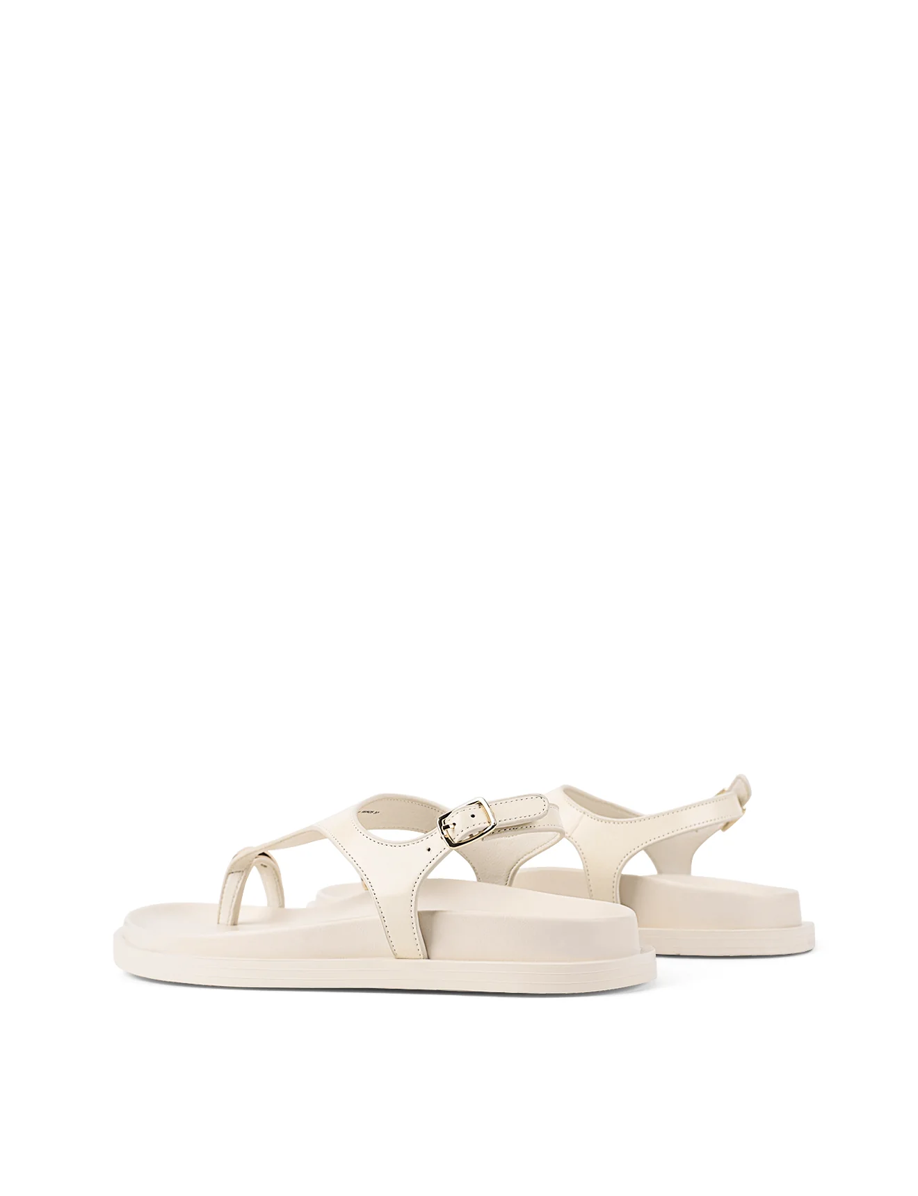 Latvia Flatform Sandals - Cream White Leather - Image 4