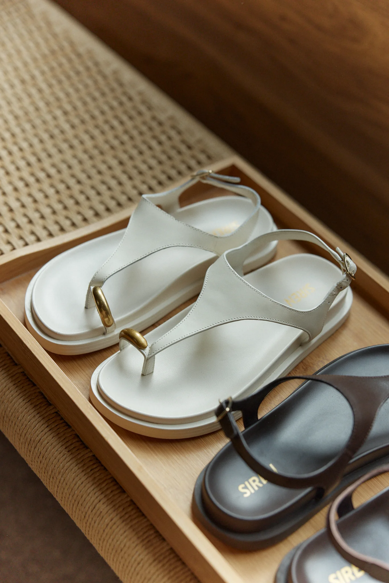 Latvia Flatform Sandals - Cream White Leather - Image 8