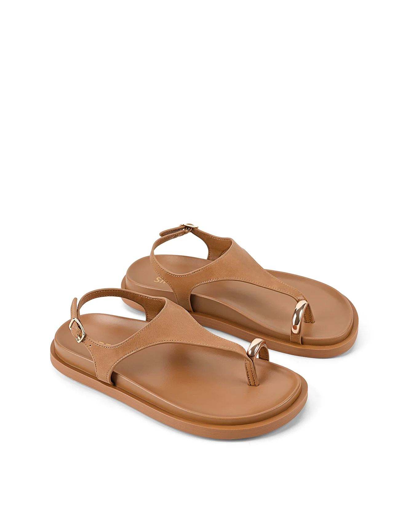 Latvia Flatform Sandals - Tan Leather - Image 3