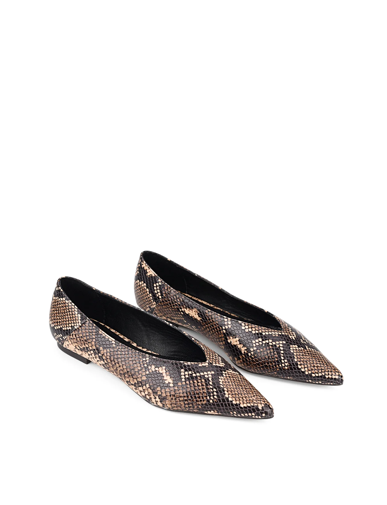 Locke Flat Pumps - Brown Snake Leather - Image 5