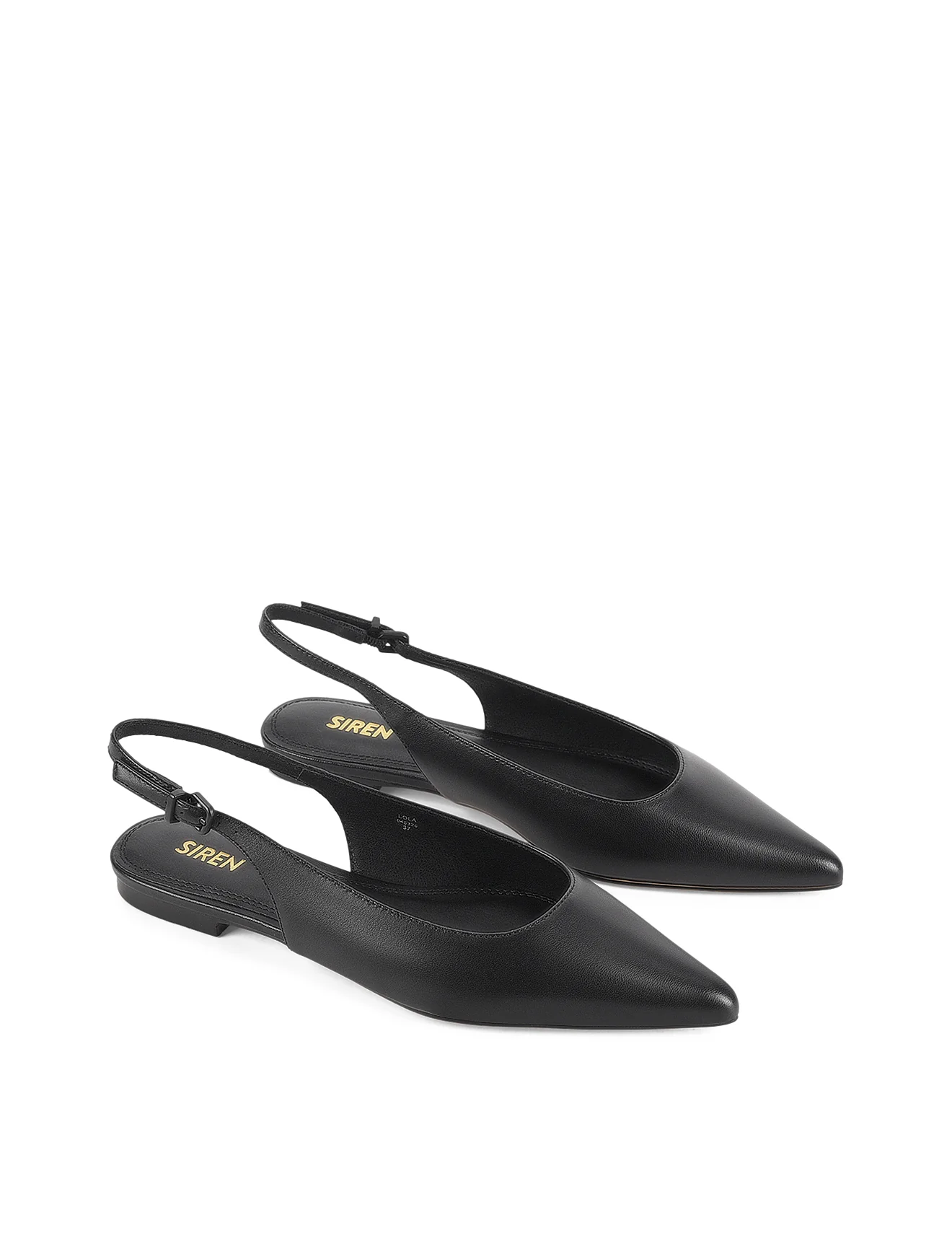 Lola Sling Back Flats - Black Leather - Image 3