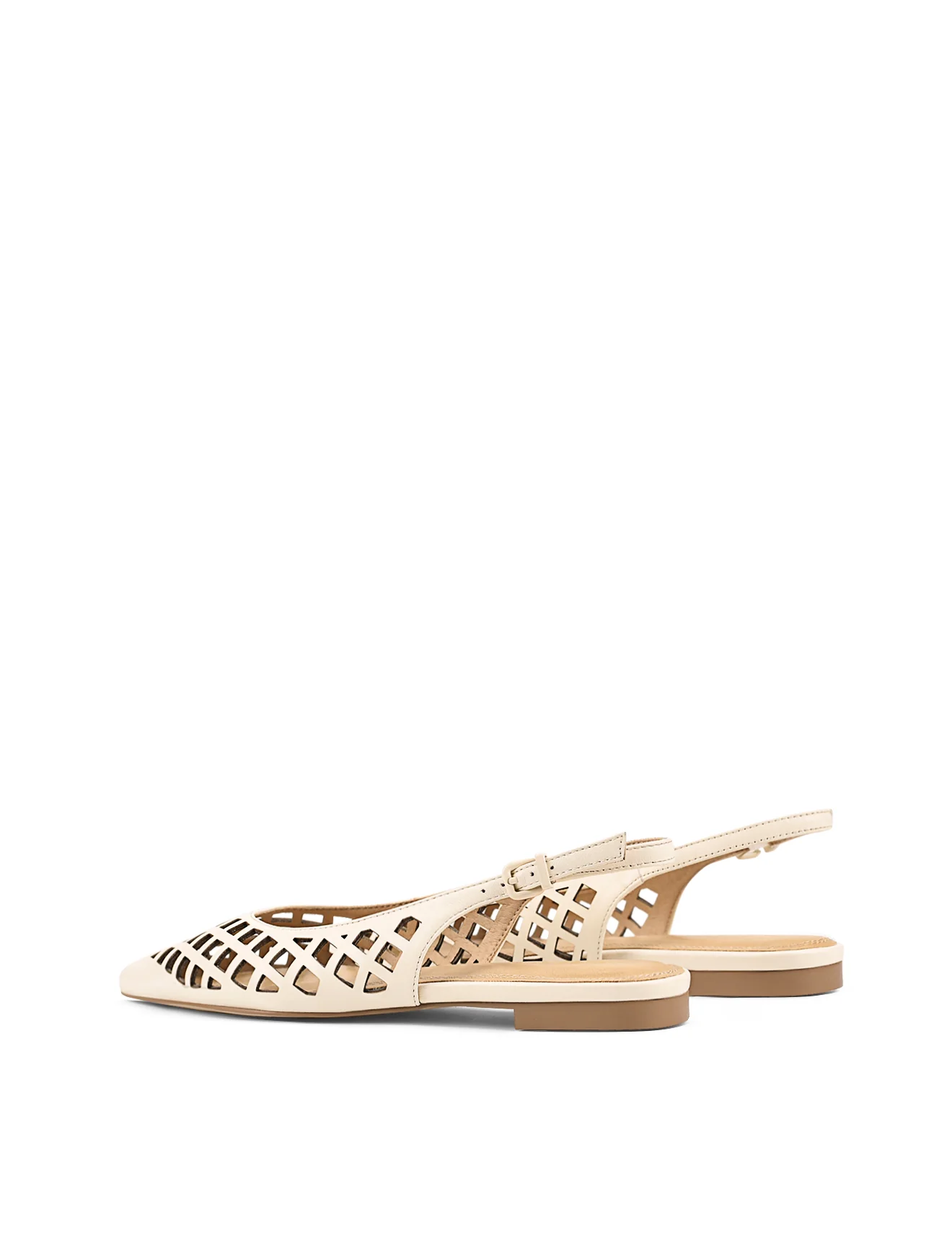 Lottie Sling Back Flats - Cream White Leather - Image 3