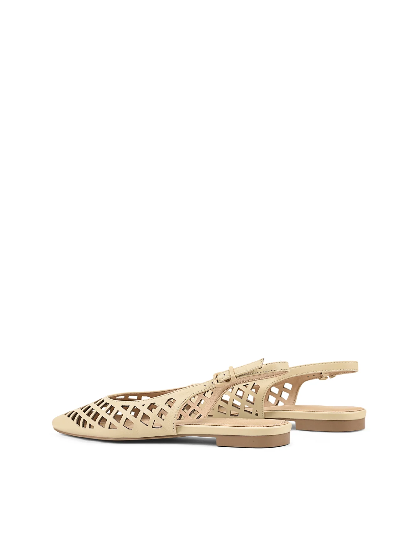Lottie Sling Back Flats - Custard Yellow Leather - Image 3
