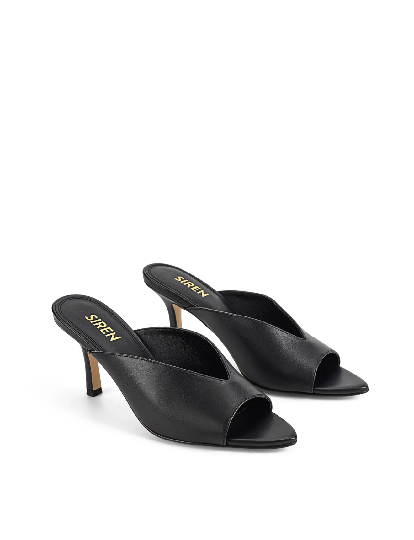 Mabel Point Toe Mules - Black Leather - Image 3