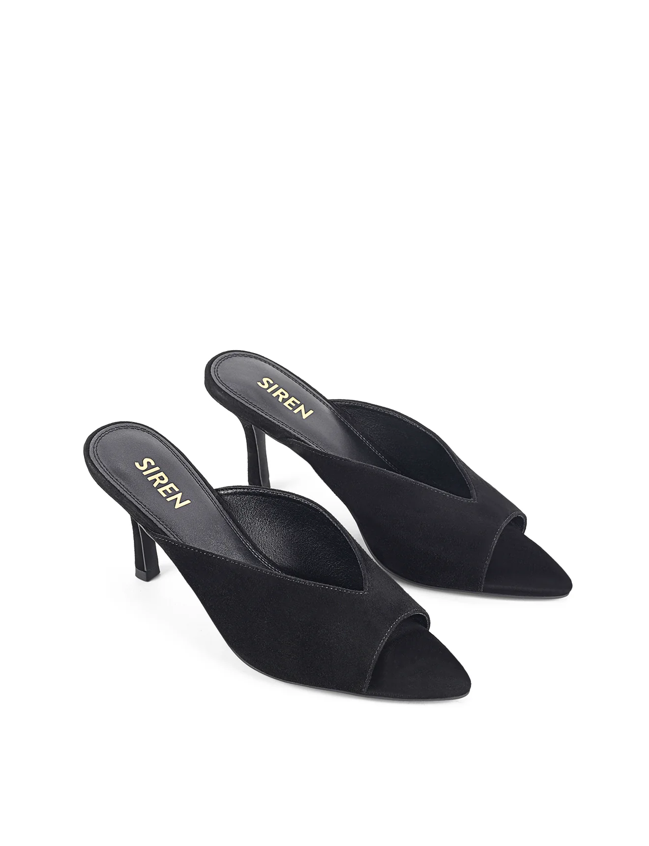 Mabel Point Toe Mules - Black Suede - Image 2