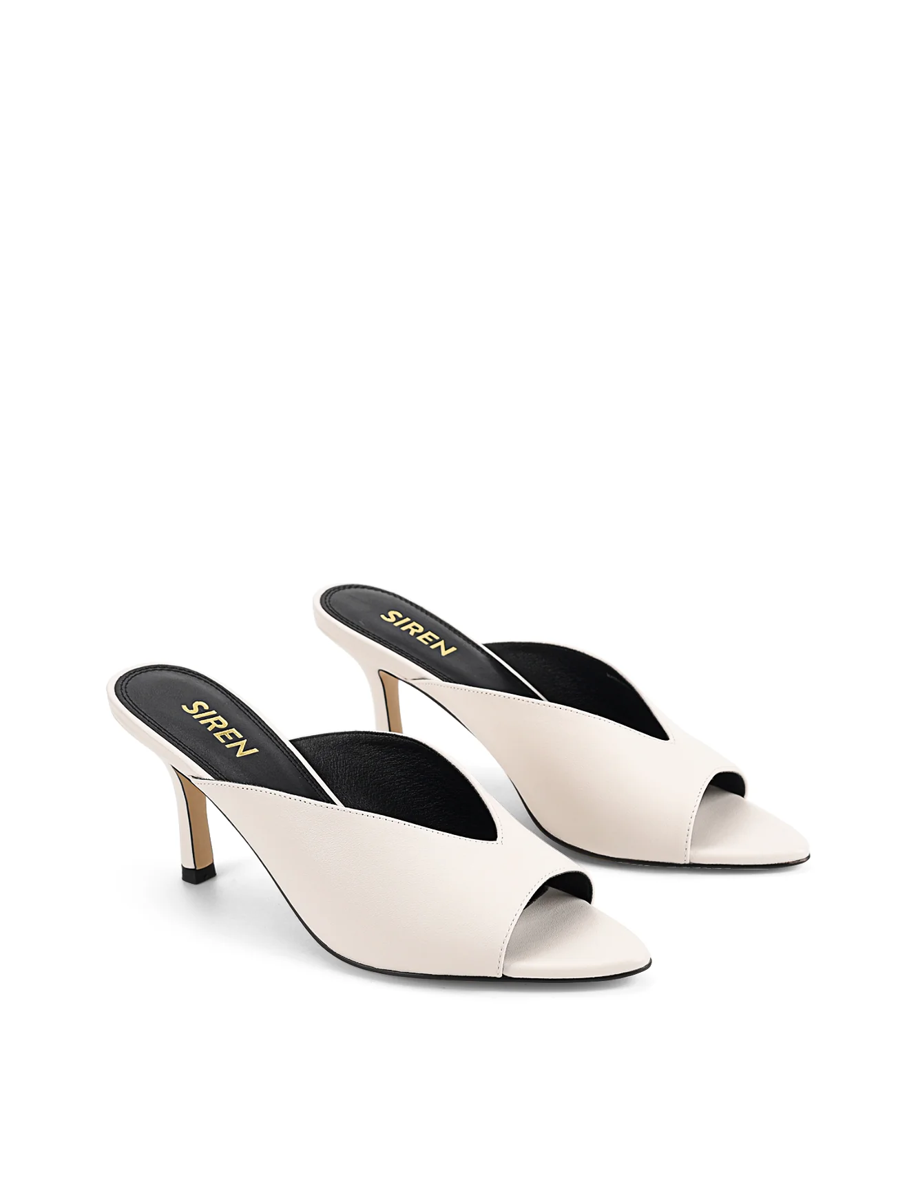 Mabel Point Toe Mules - Chalk White Leather - Image 5