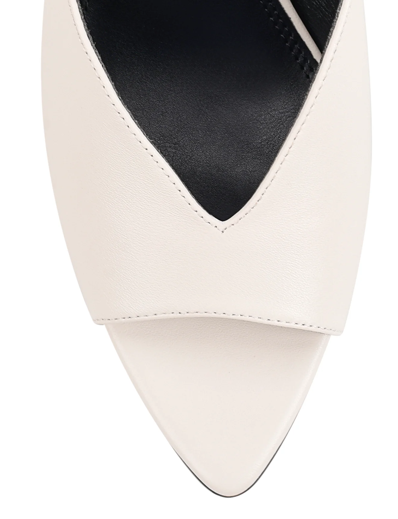 Mabel Point Toe Mules - Chalk White Leather - Image 6