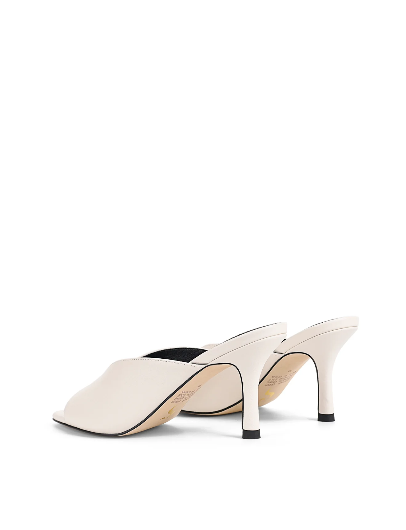 Mabel Point Toe Mules - Chalk White Leather - Image 7
