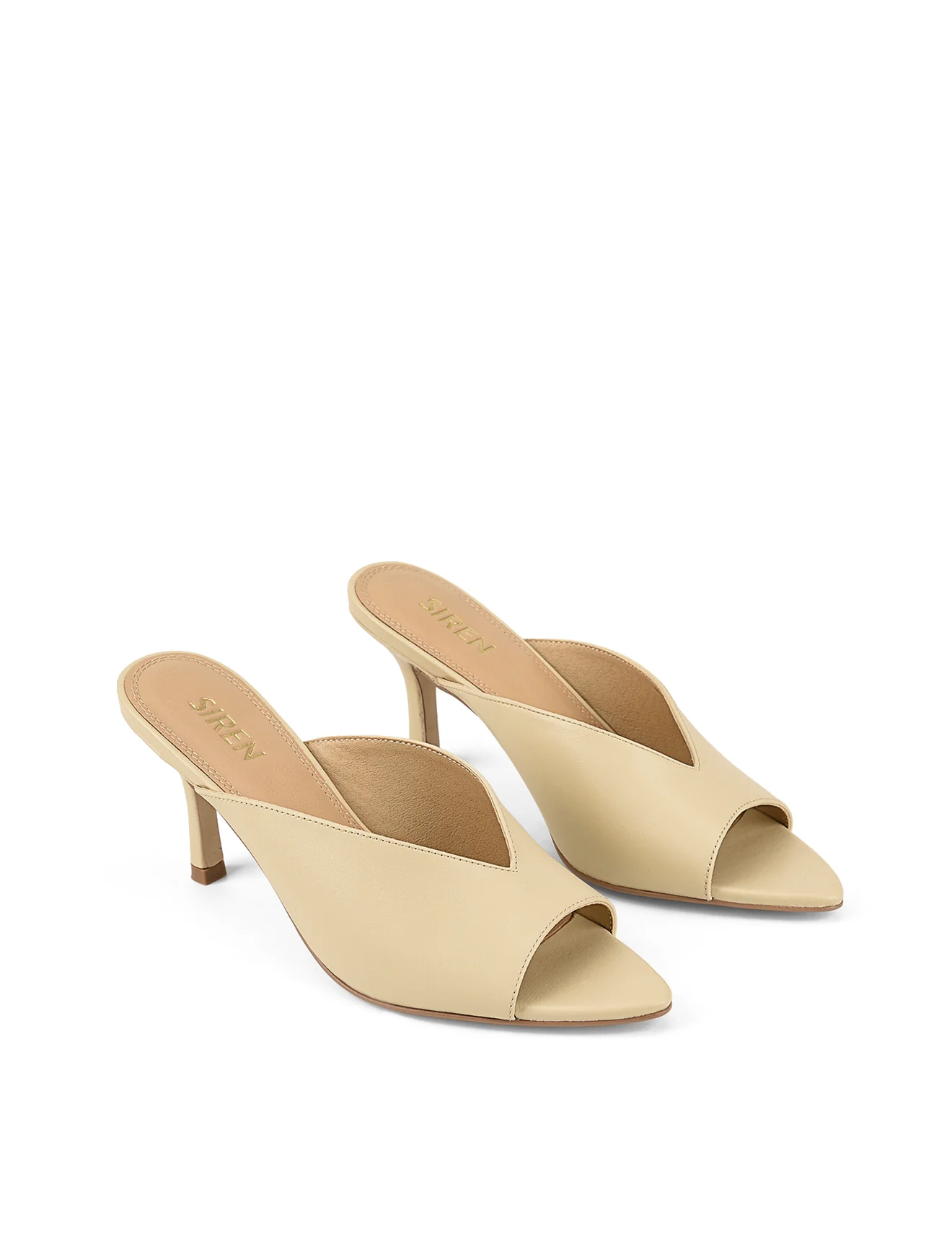Mabel Point Toe Mules - Custard Yellow Leather - Image 3