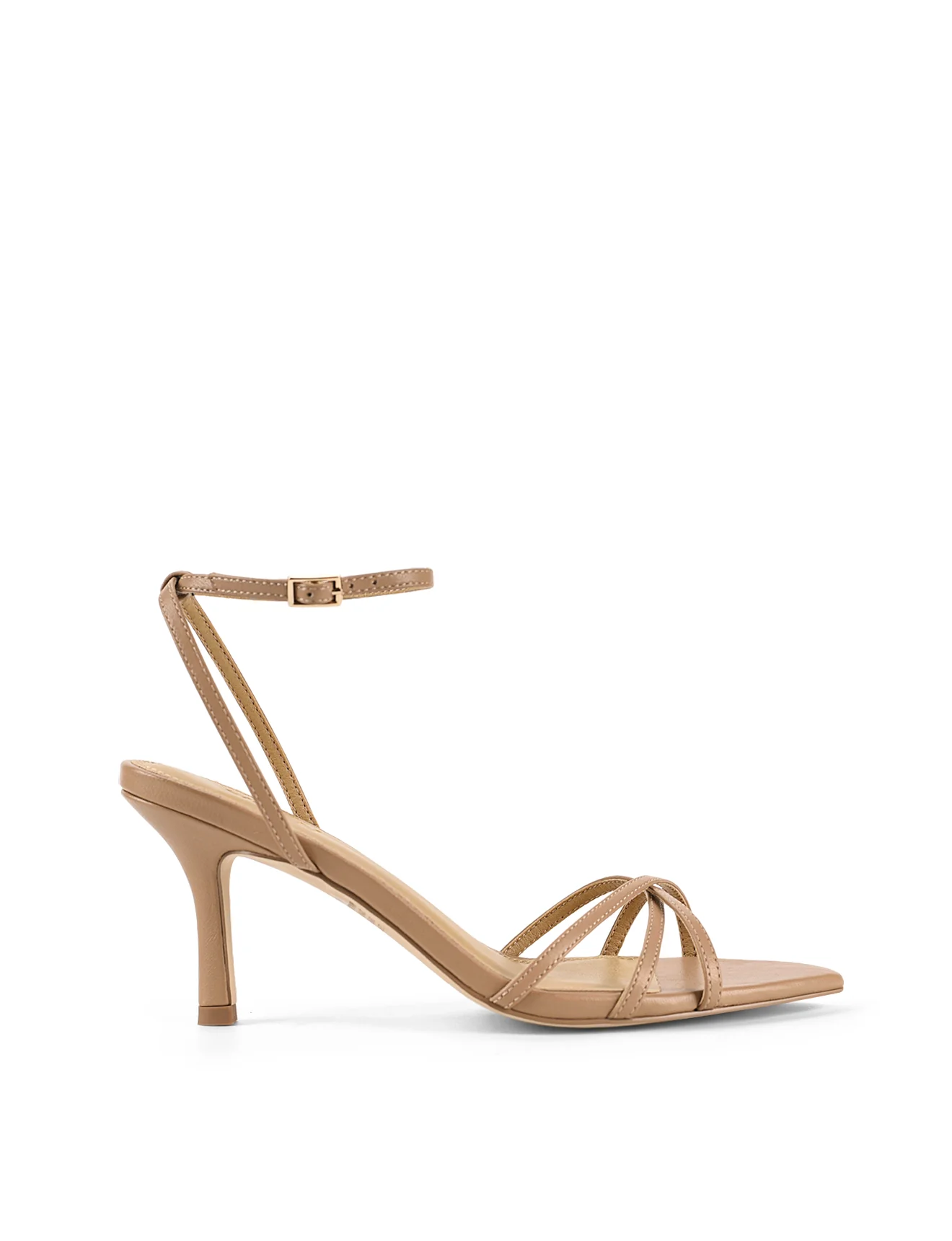 Madison Point Toe Strappy Heel - Almond Tan Leather