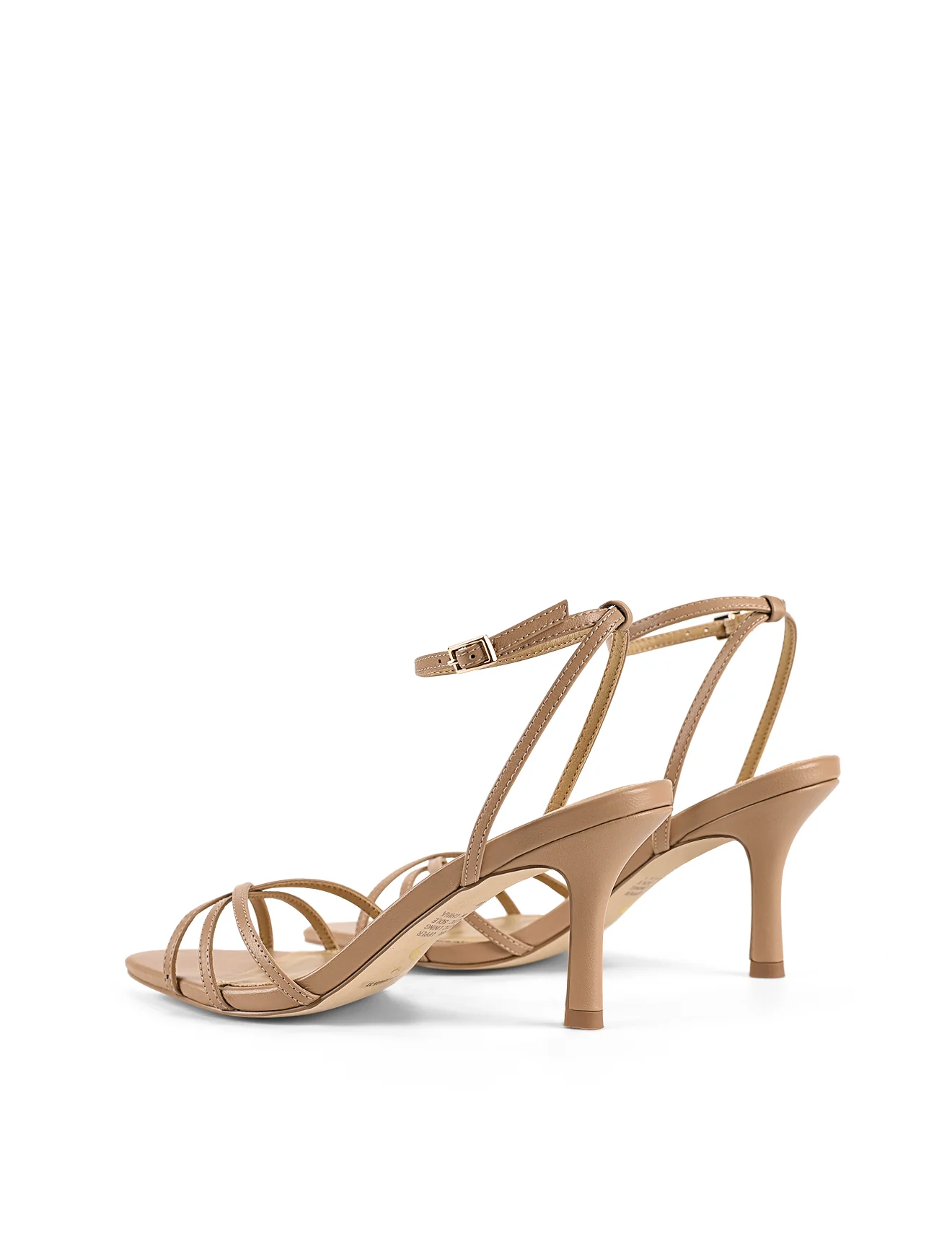 Madison Point Toe Strappy Heel - Almond Tan Leather - Image 3