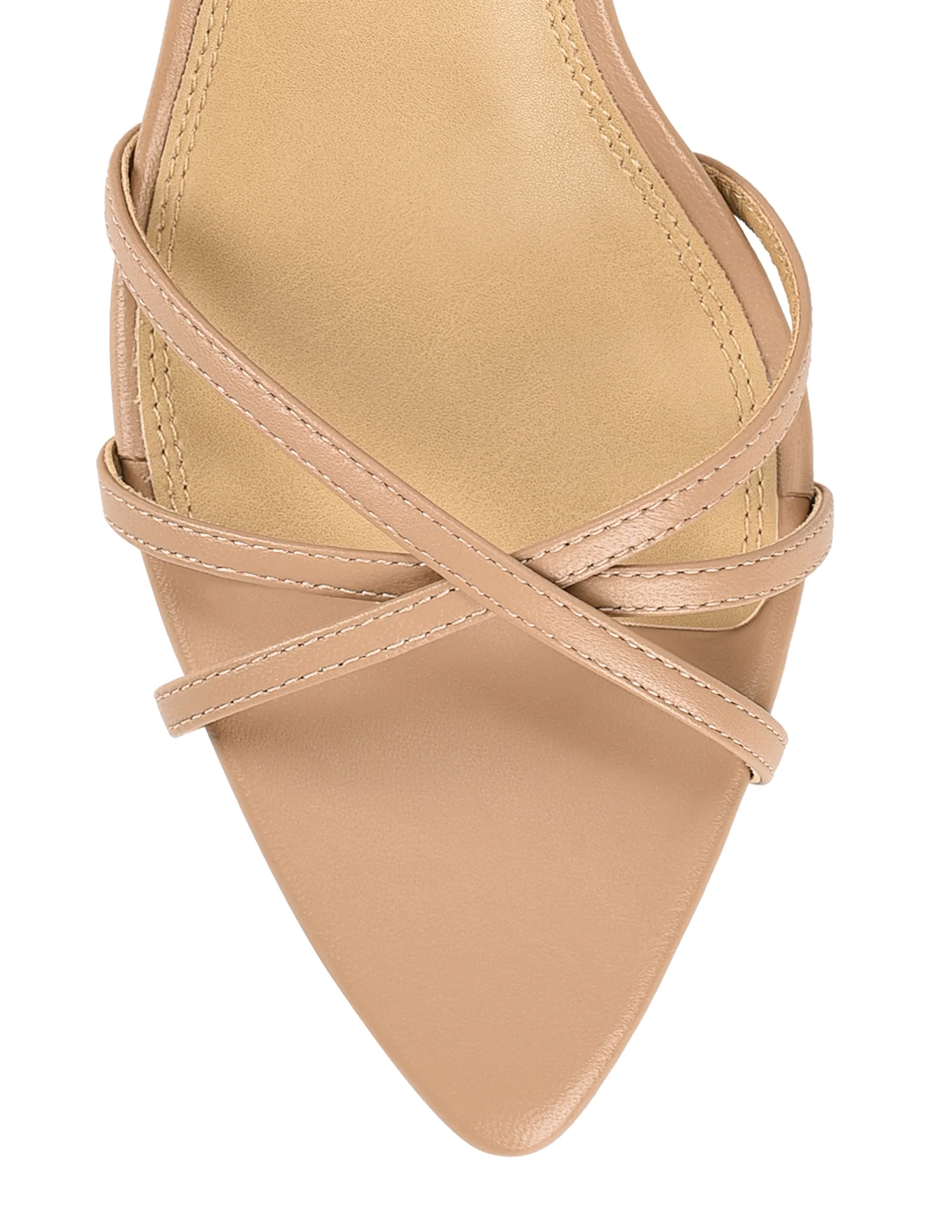 Madison Point Toe Strappy Heel - Almond Tan Leather - Image 4