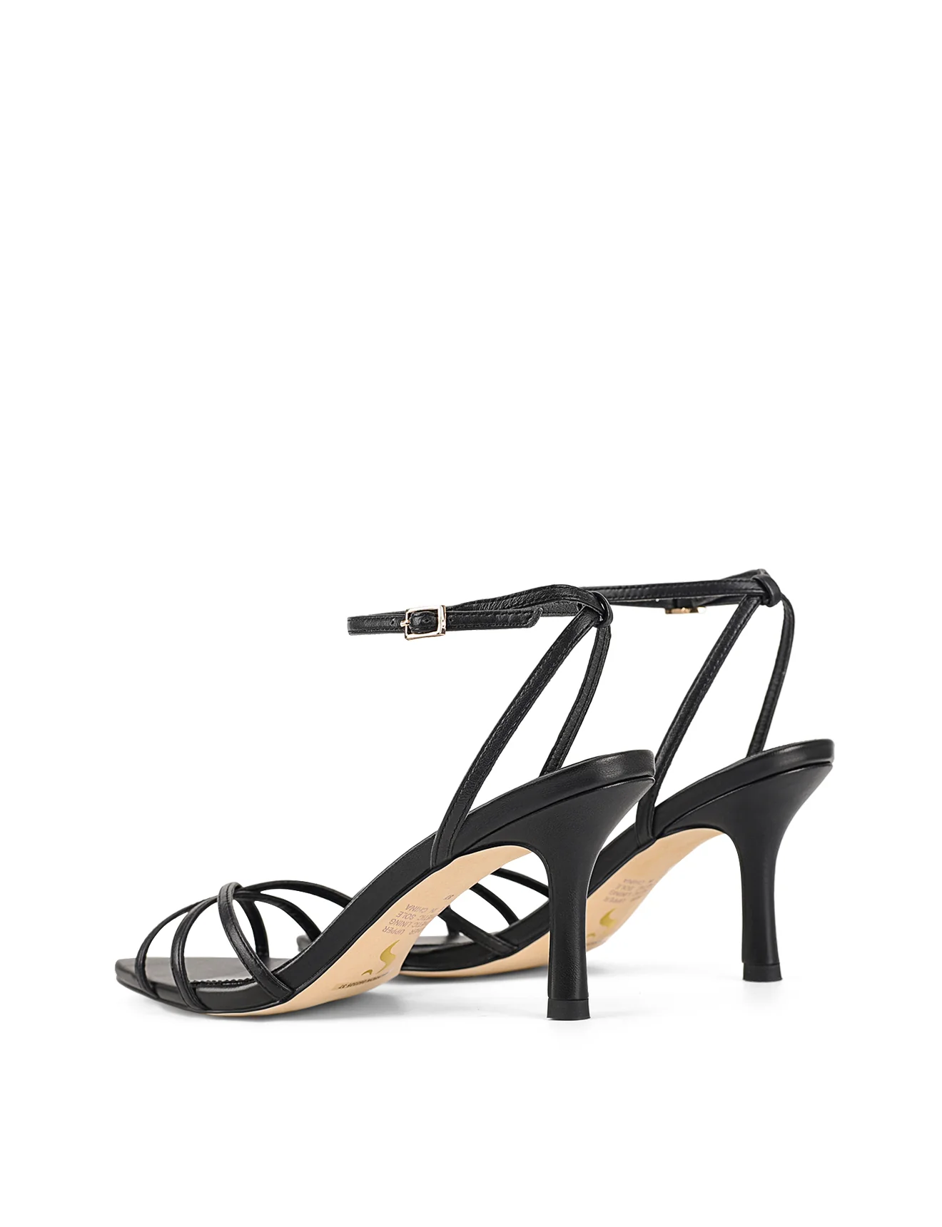 Madison Point Toe Strappy Heel - Black Leather - Image 5