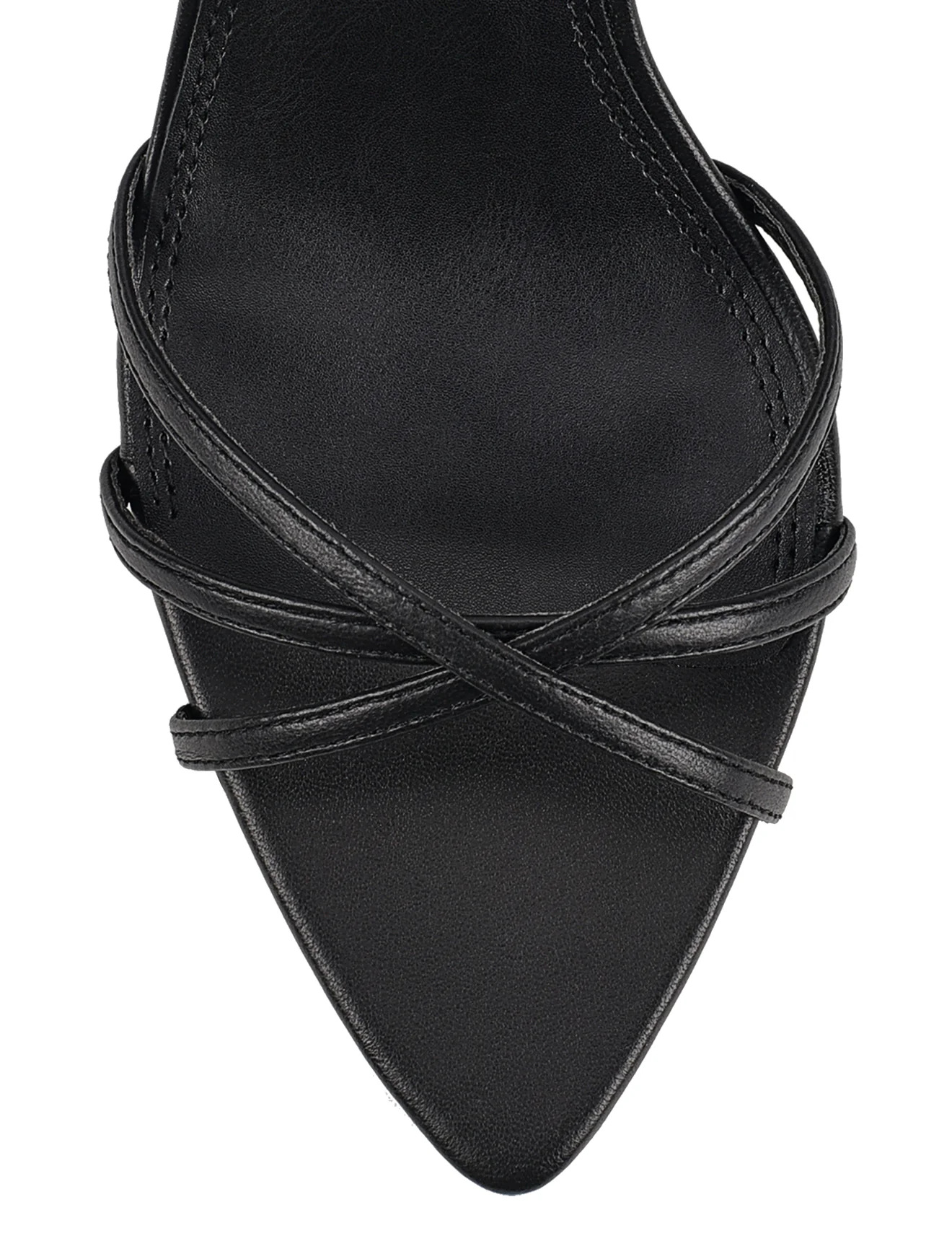 Madison Point Toe Strappy Heel - Black Leather - Image 6