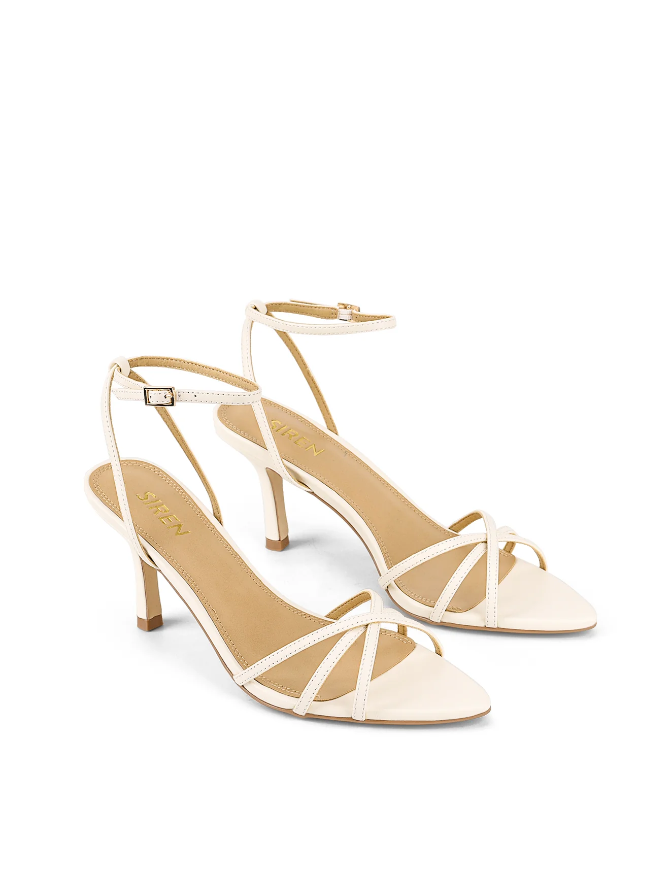 Madison Point Toe Strappy Heel - Chalk White Leather - Image 5