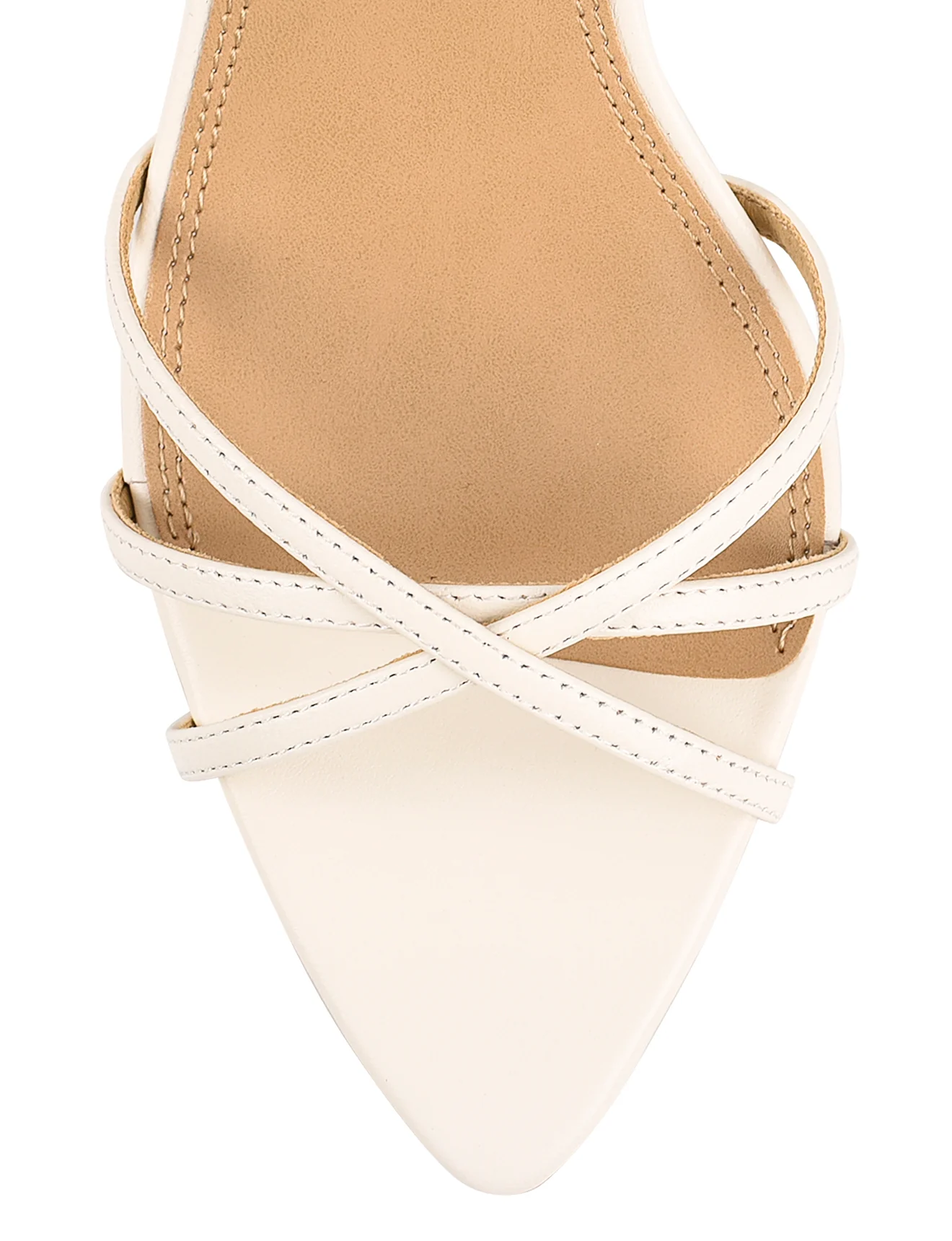Madison Point Toe Strappy Heel - Chalk White Leather - Image 7