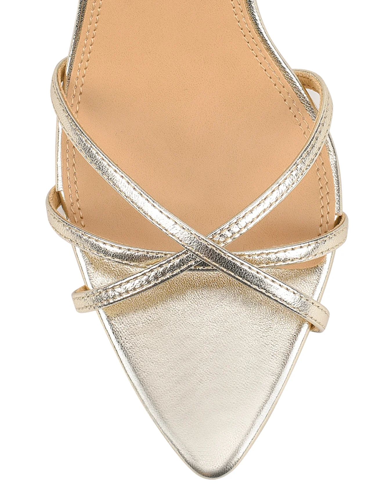 Madison Point Toe Strappy Heel - Gold Metallic Leather - Image 5