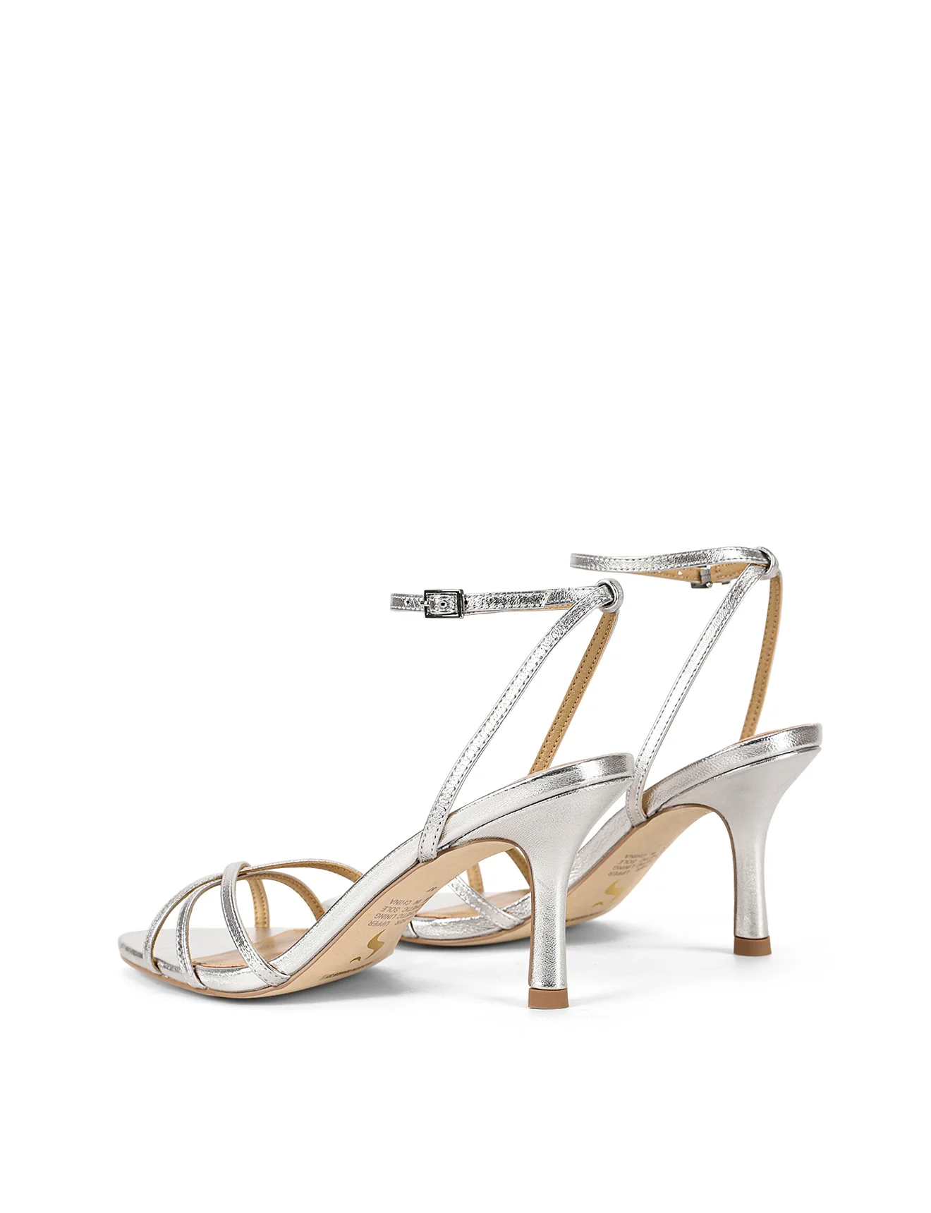 Madison Point Toe Strappy Heel - Silver Leather - Image 3