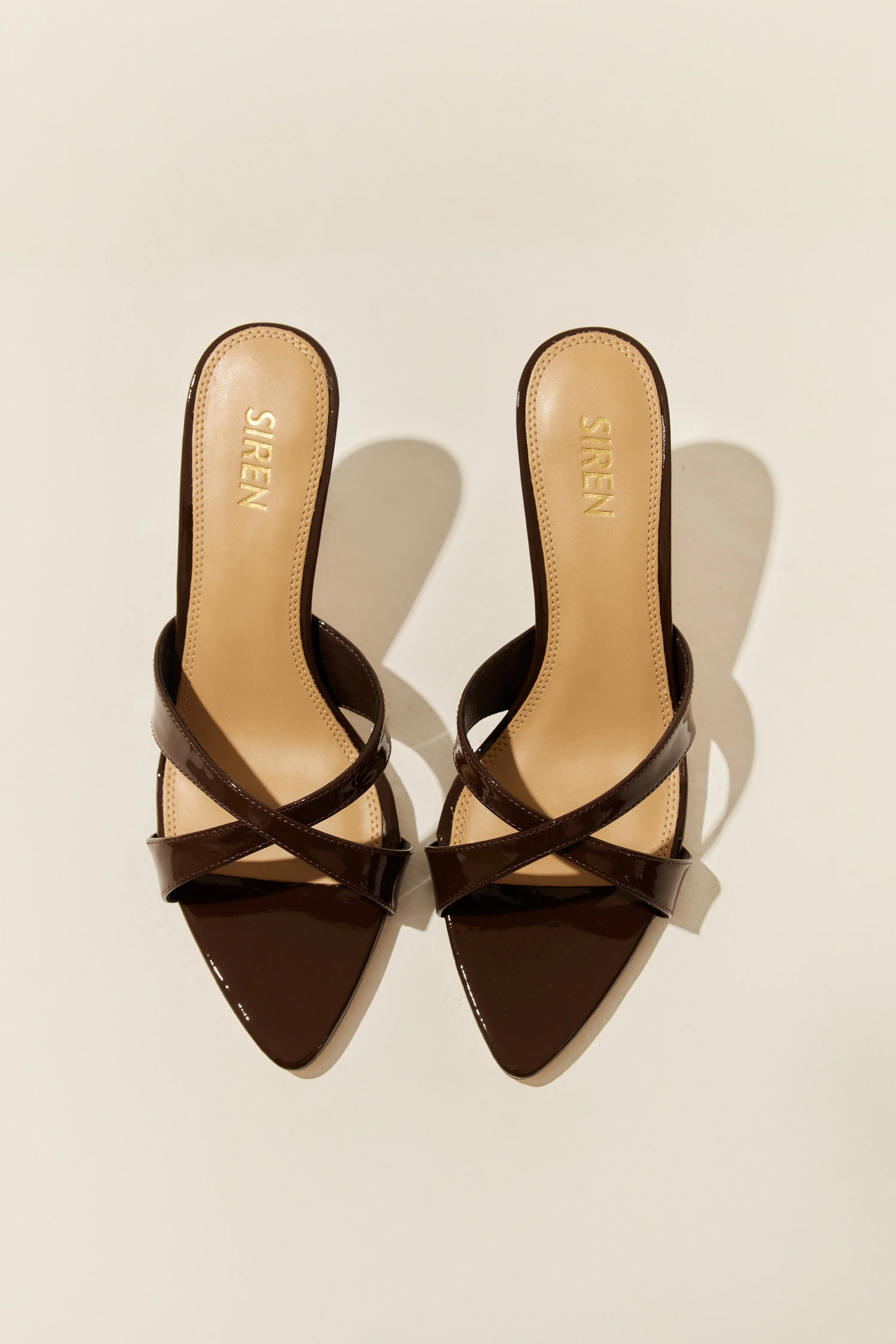 Maple Point Toe Mules - Chocolate Brown Patent Leather - Image 3