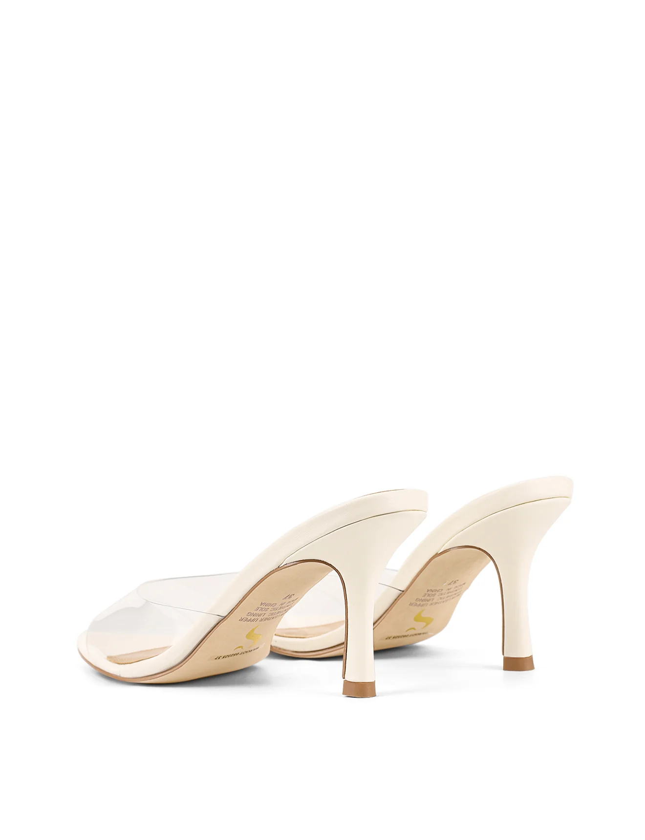 Margot Point Toe Mules - Chalk White Leather & Vinylite - Image 3