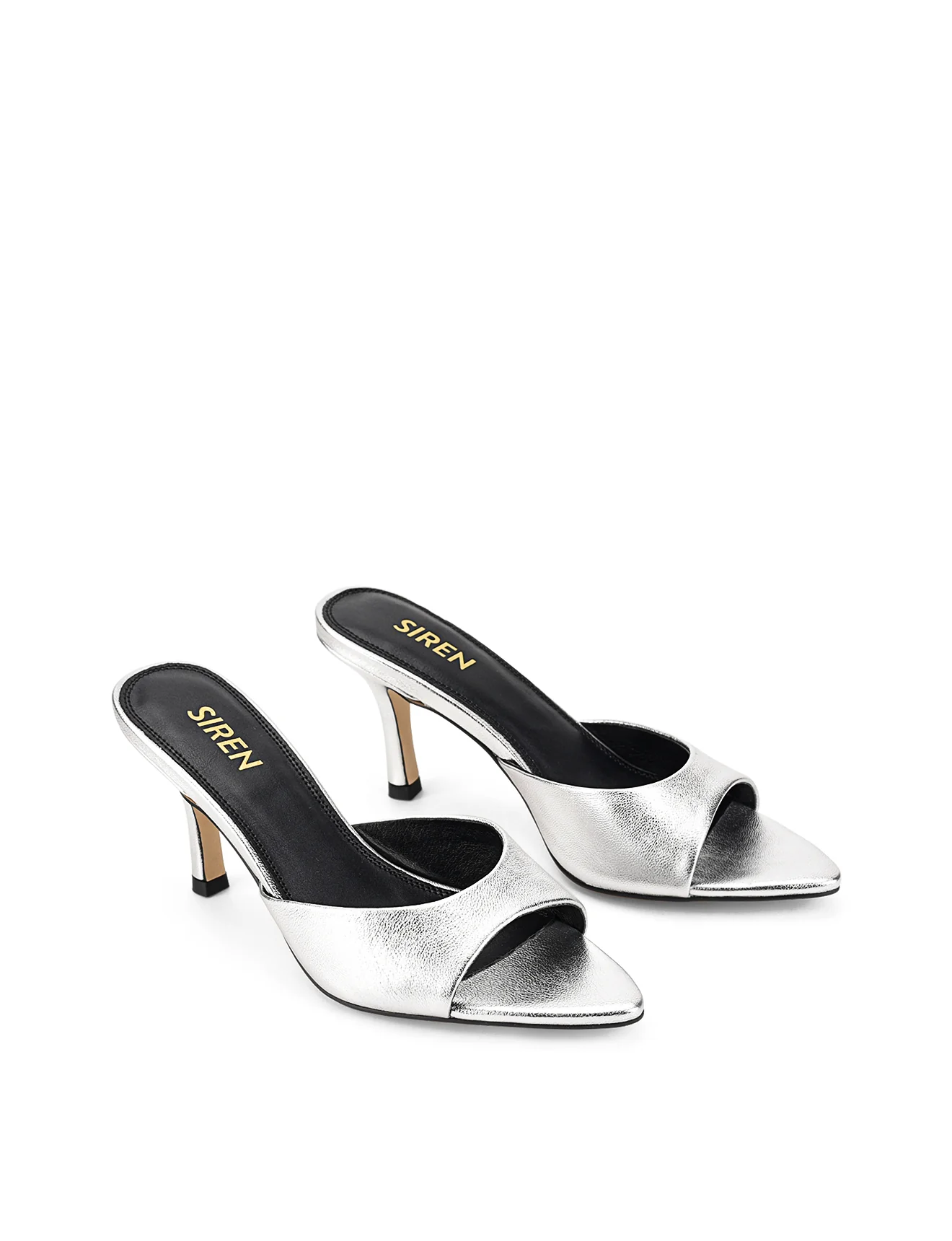 Margot Point Toe Mules - Silver Metallic Leather - Image 4