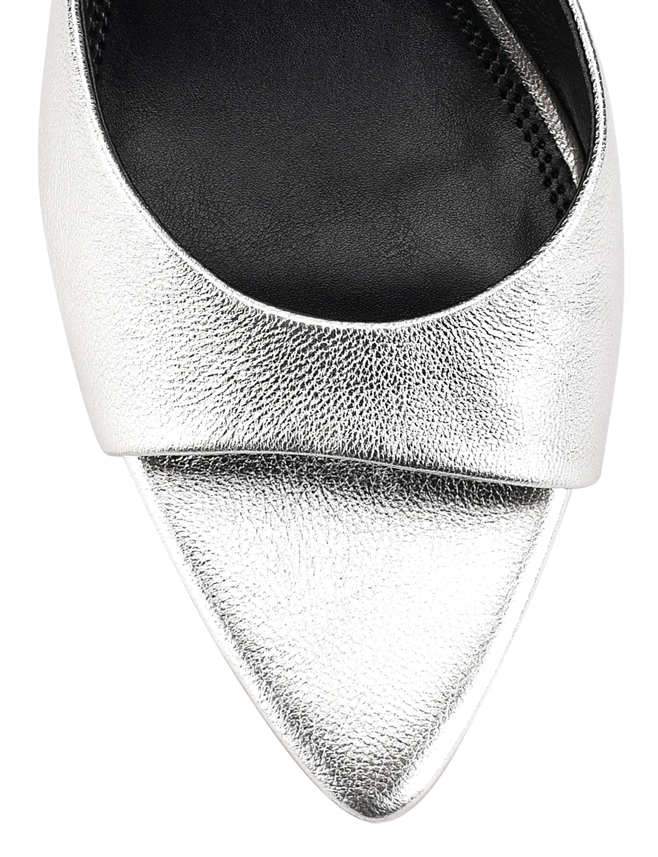 Margot Point Toe Mules - Silver Metallic Leather - Image 5
