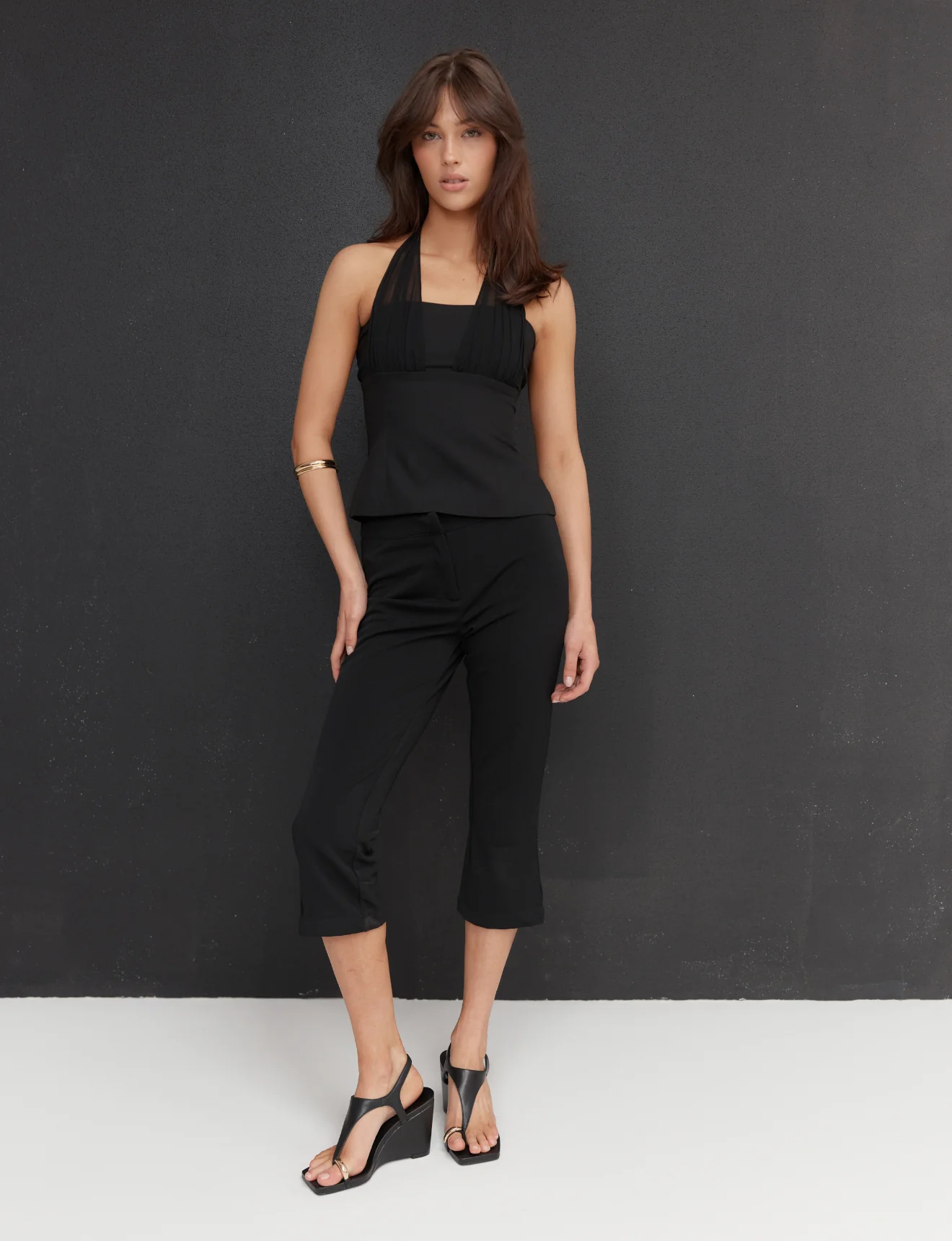Melbourne Strappy Wedges - Black Leather - Image 4