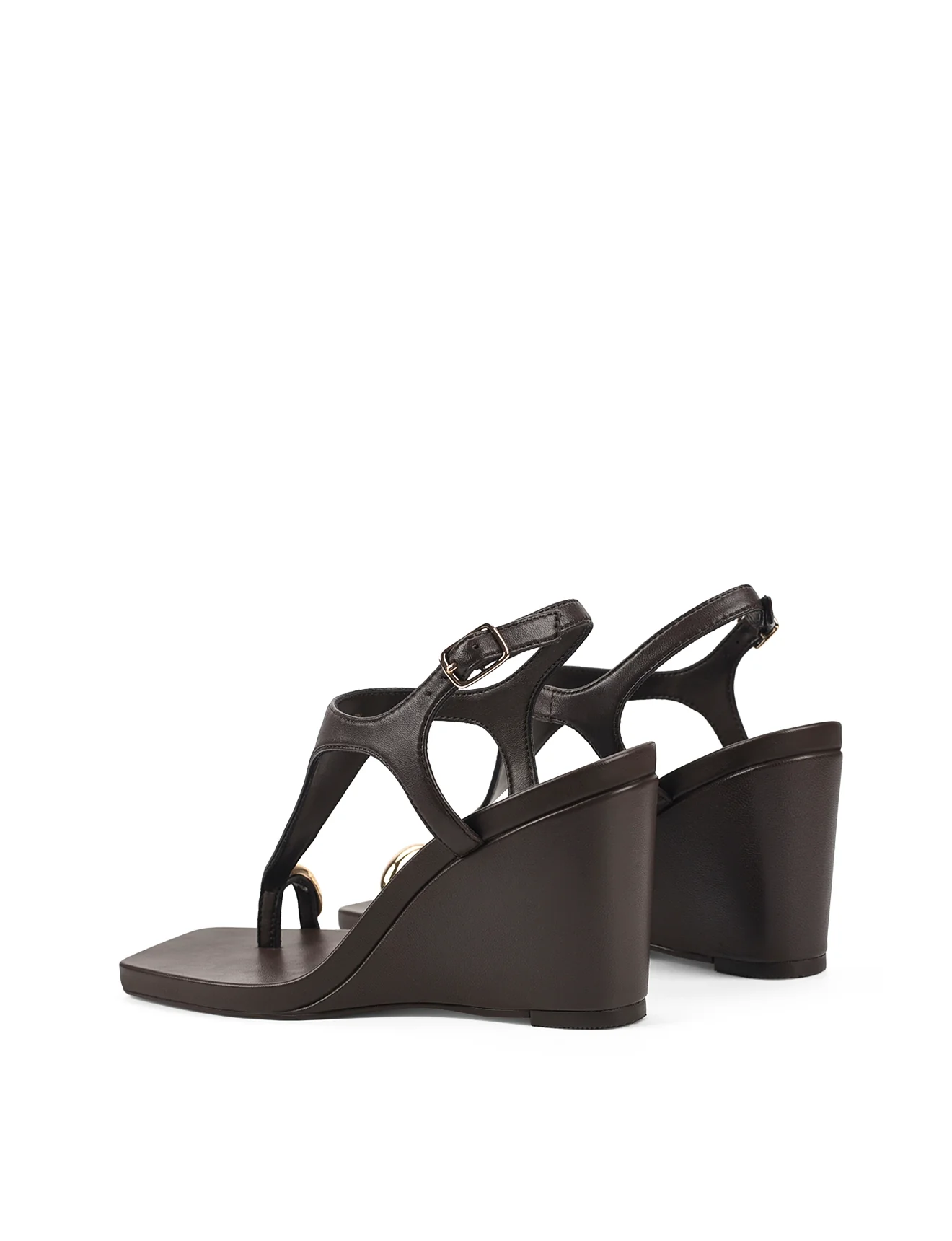 Melbourne Strappy Wedges - Chocolate Brown Leather - Image 3