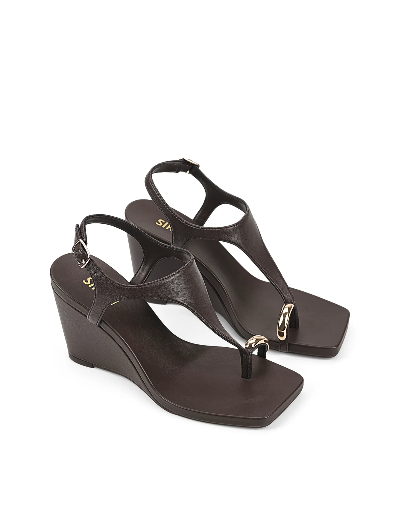 Melbourne Strappy Wedges - Chocolate Brown Leather - Image 5
