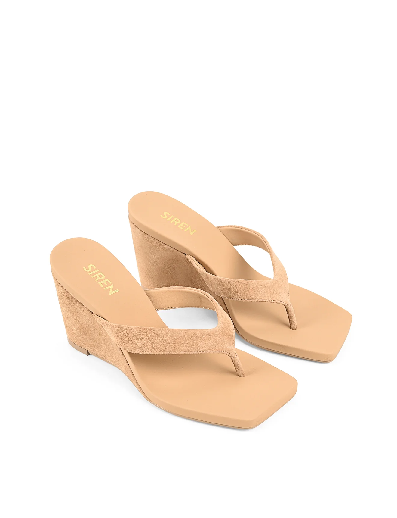 Melrose Thong Wedges - Camel Tan Suede - Image 3