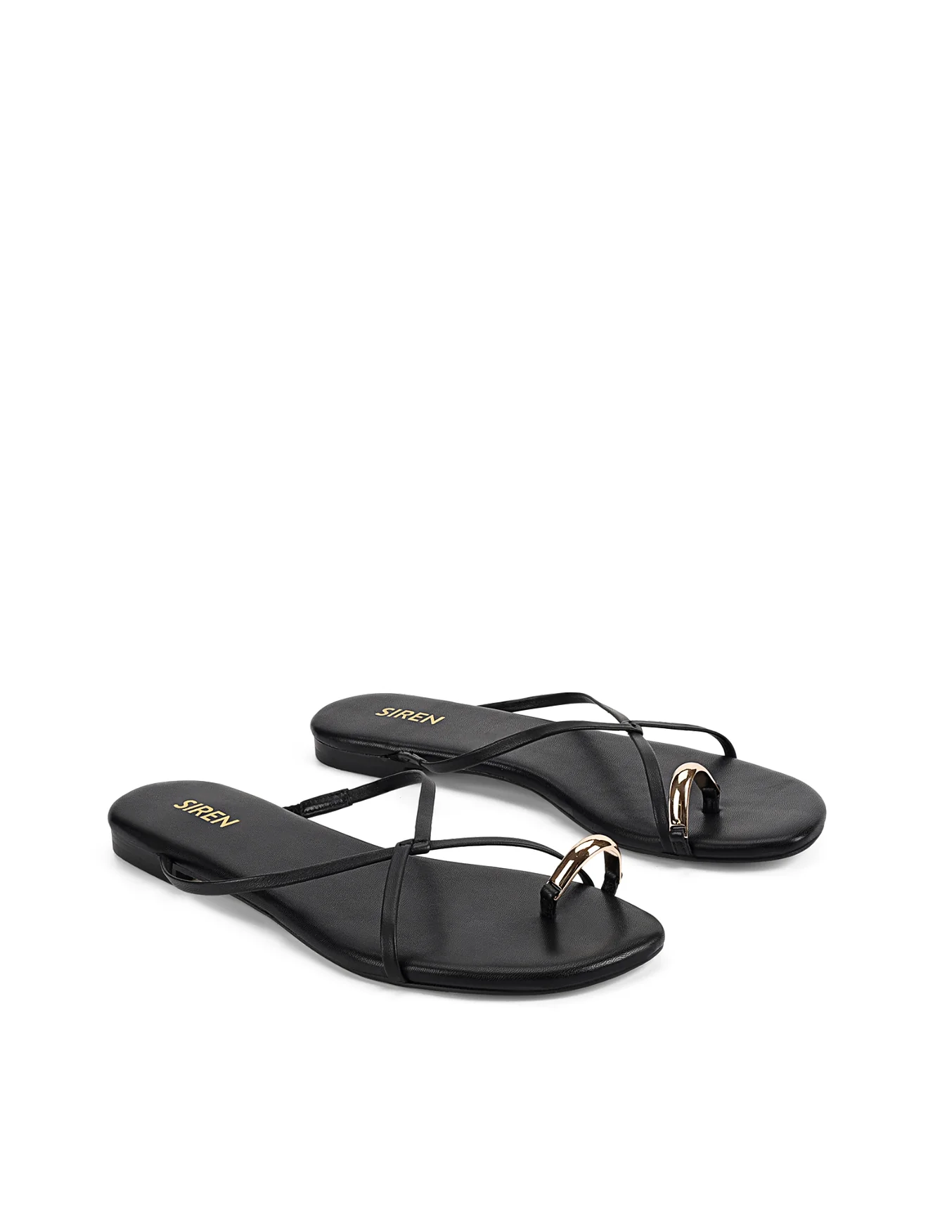 Mikki Flat Strappy Sandals - Black Leather - Image 3