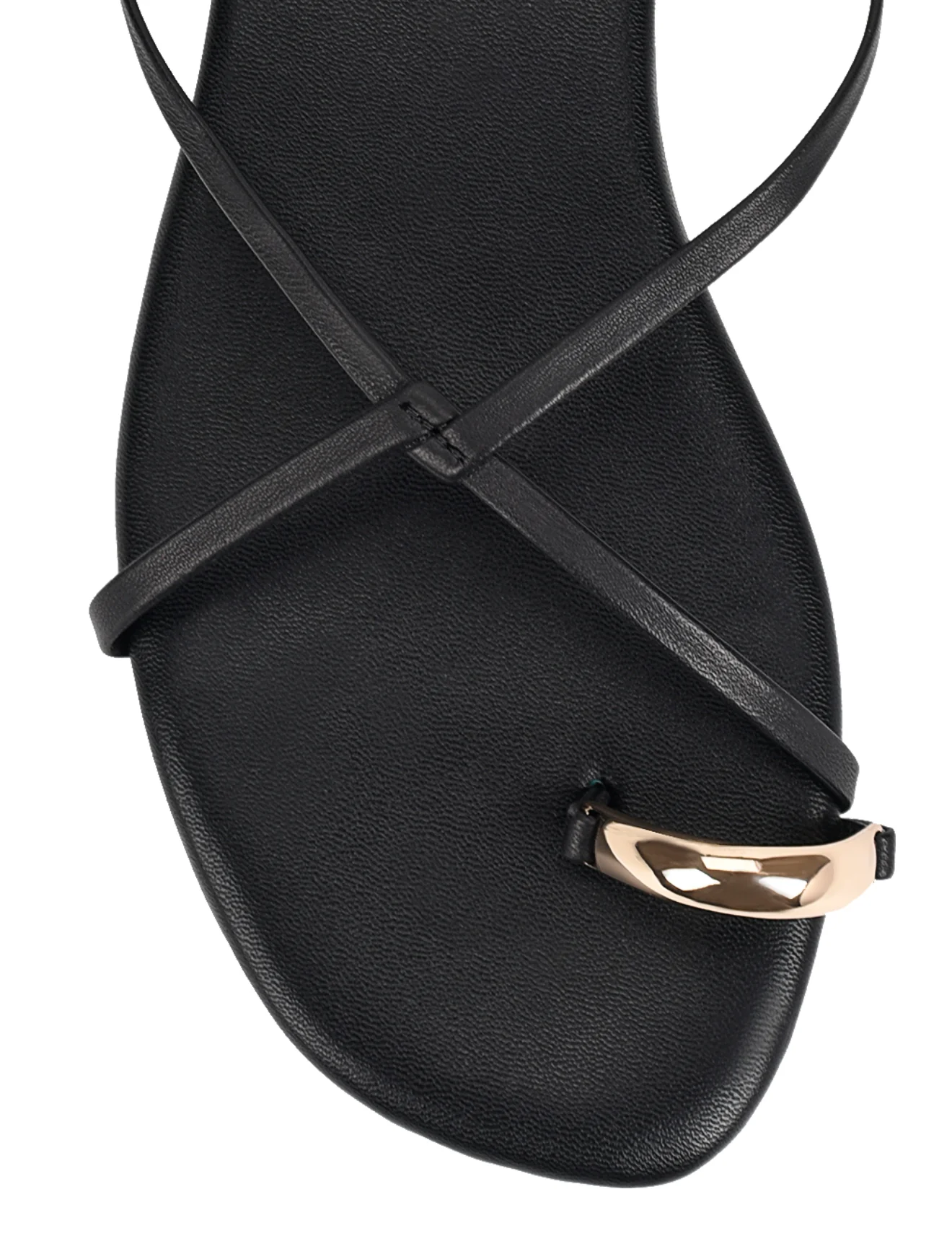 Mikki Flat Strappy Sandals - Black Leather - Image 4