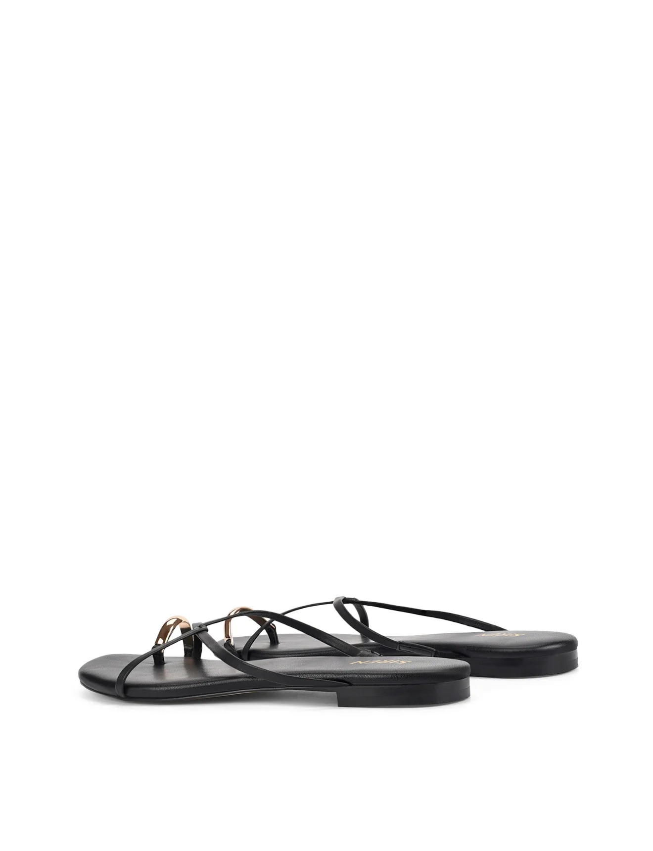 Mikki Flat Strappy Sandals - Black Leather - Image 5