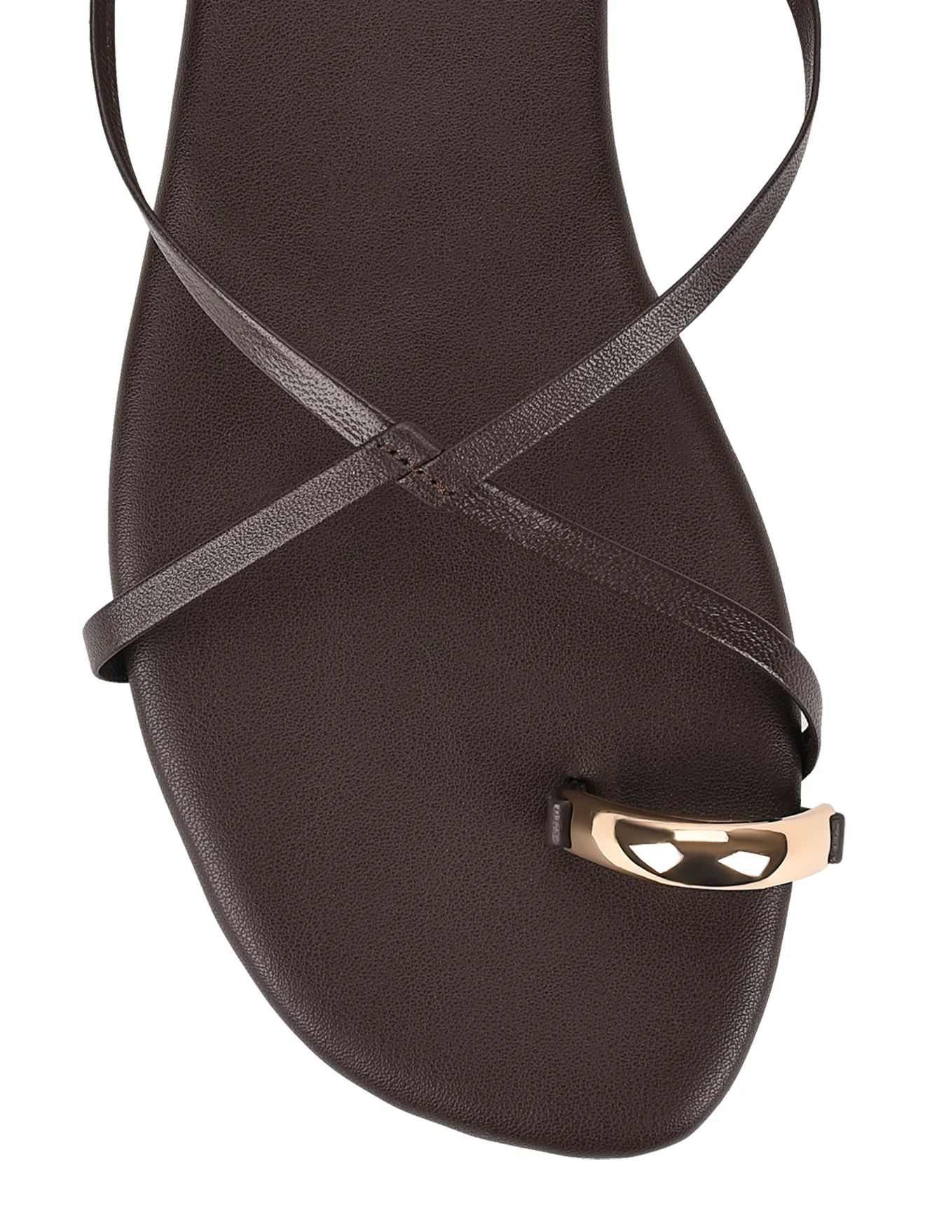 Mikki Flat Strappy Sandals - Chocolate Brown Leather - Image 6