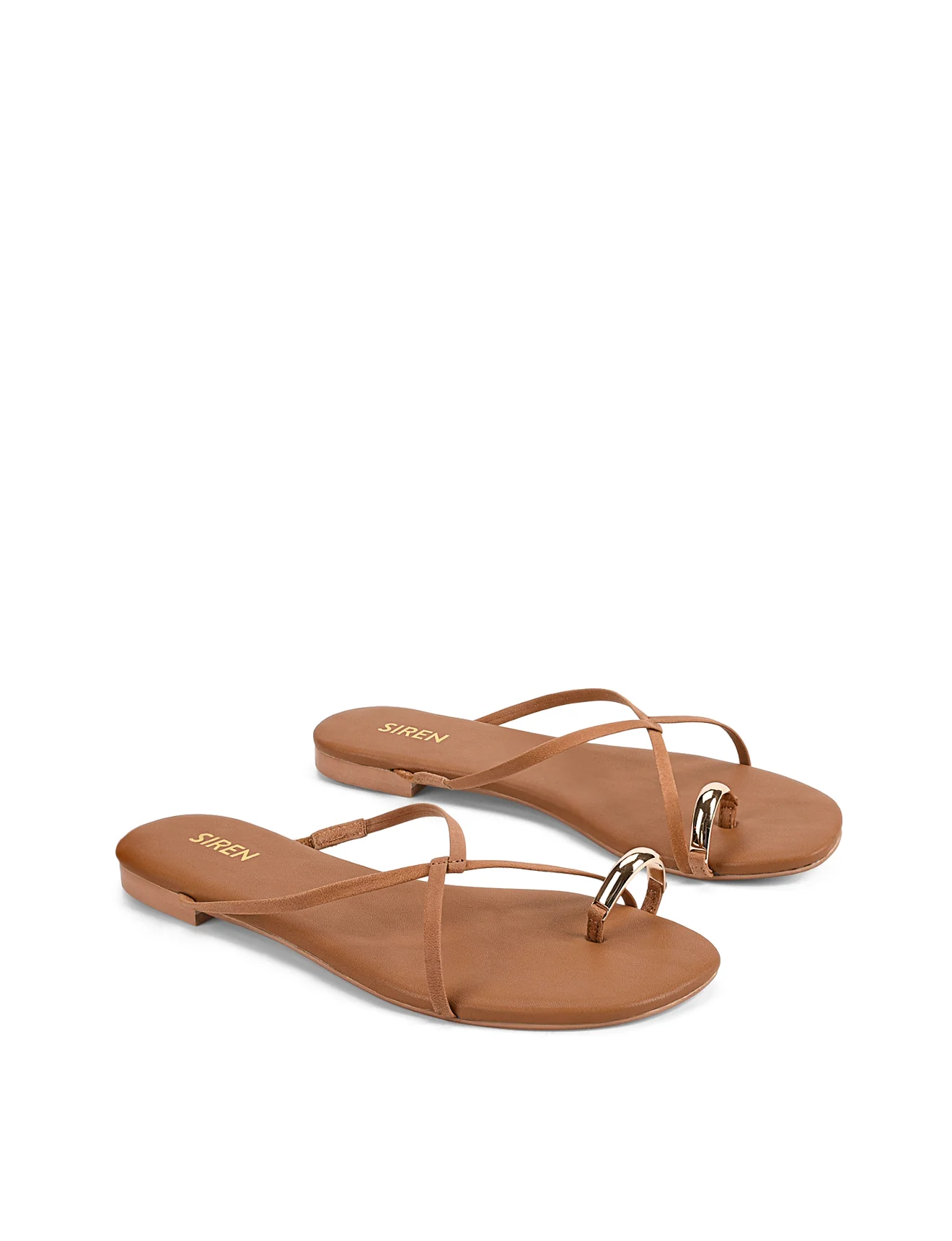 Mikki Flat Strappy Sandals - Tan Leather - Image 6