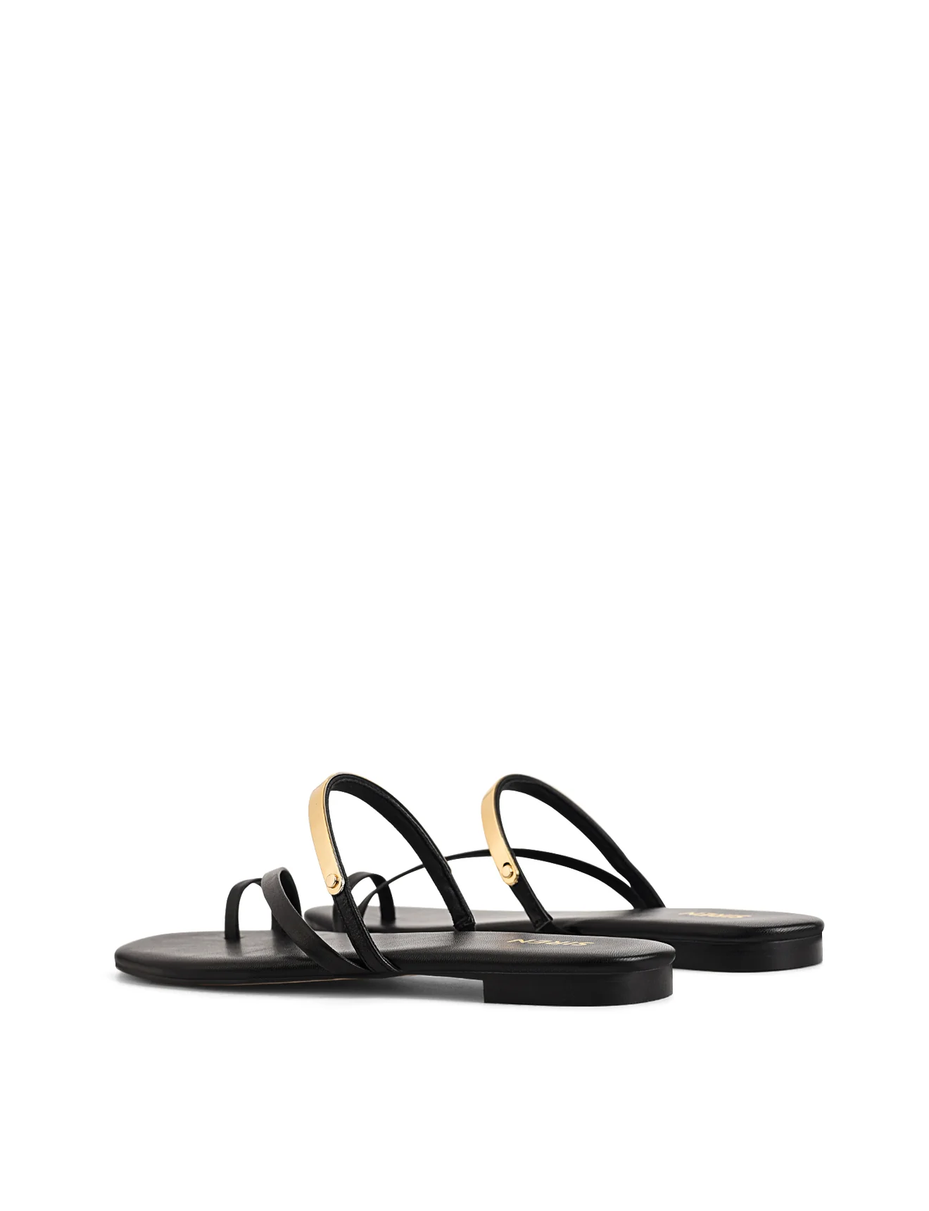 Miles Strappy Flat Sandals - Black Leather - Image 3