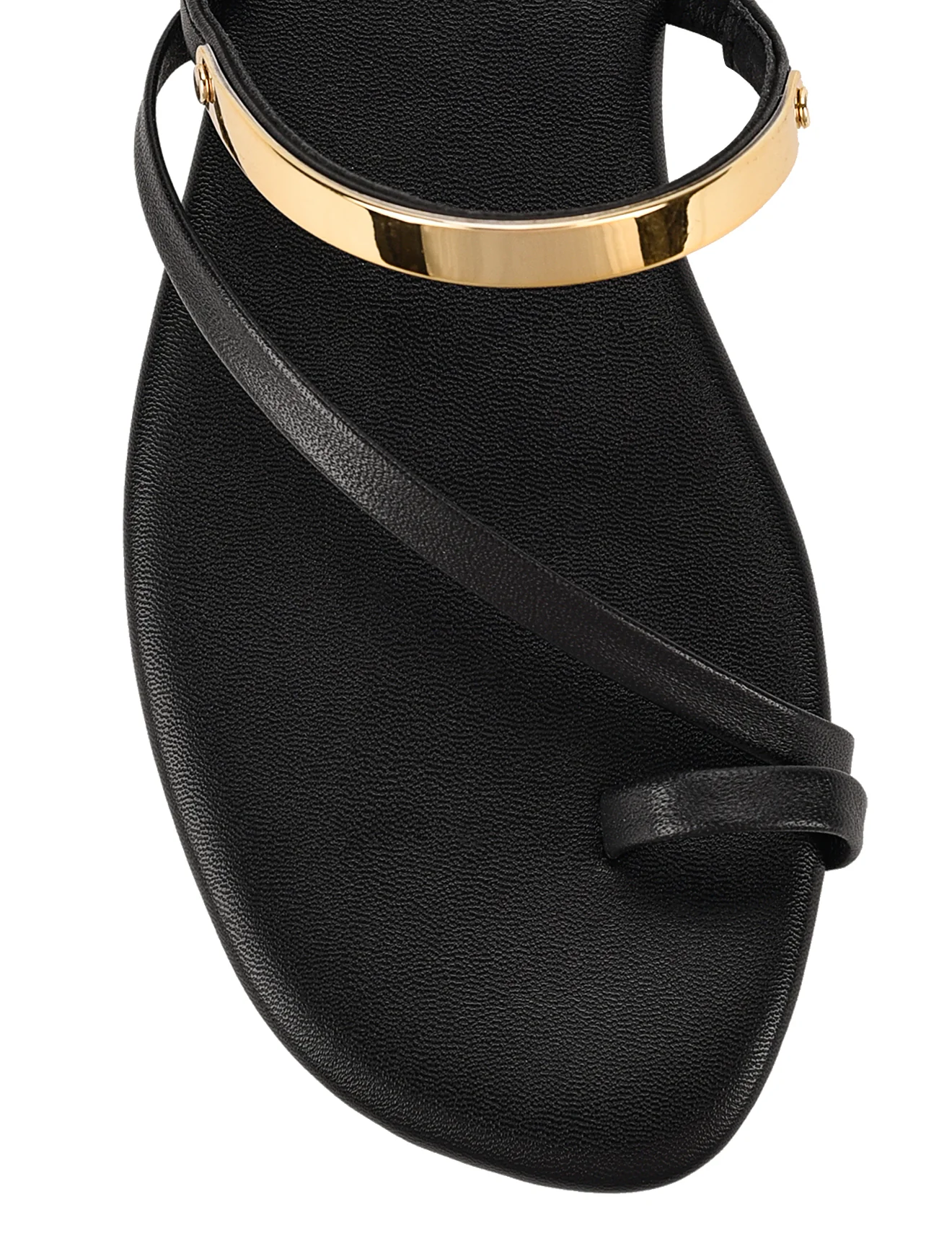 Miles Strappy Flat Sandals - Black Leather - Image 4