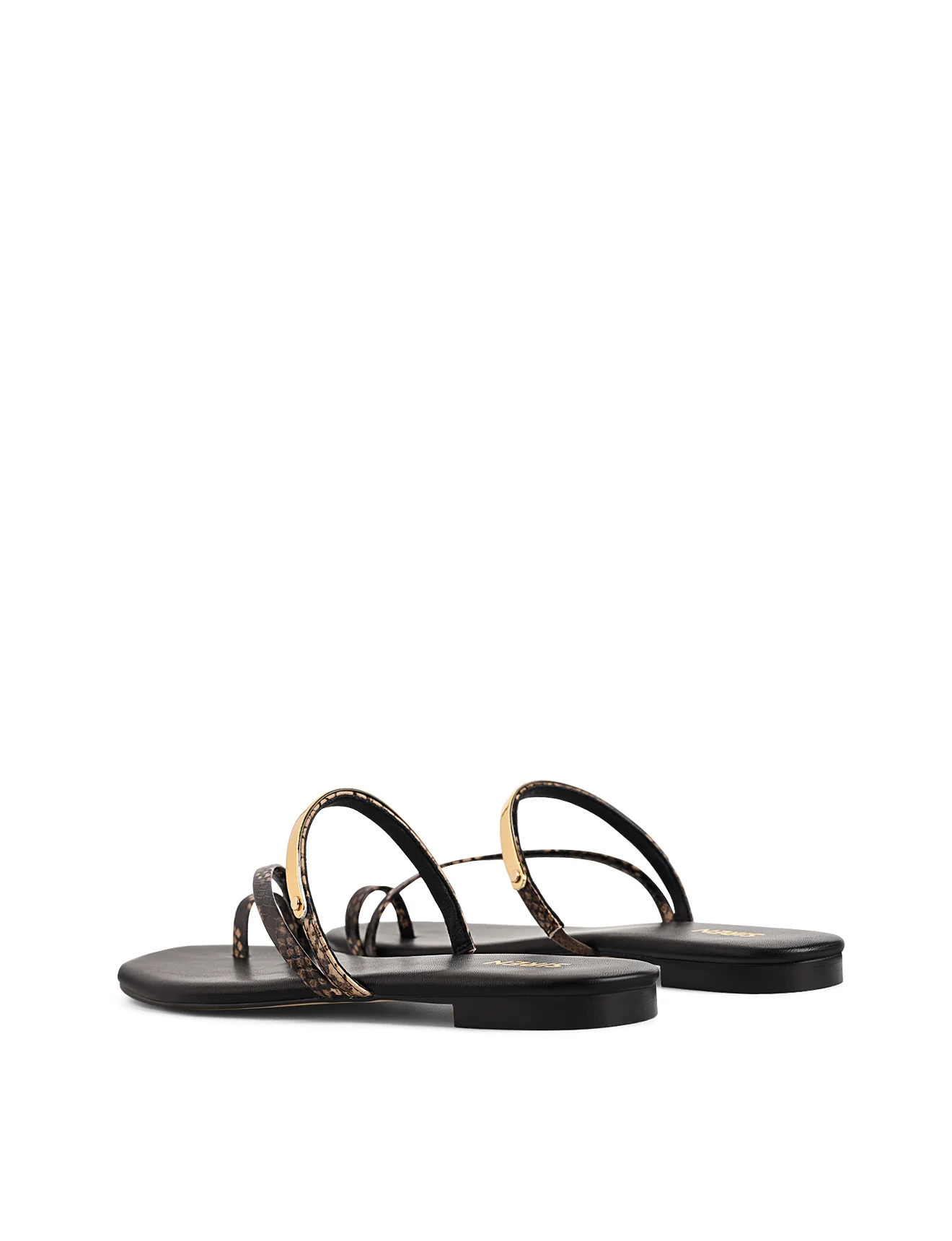 Miles Strappy Flat Sandals - Brown Snake Leather - Image 4