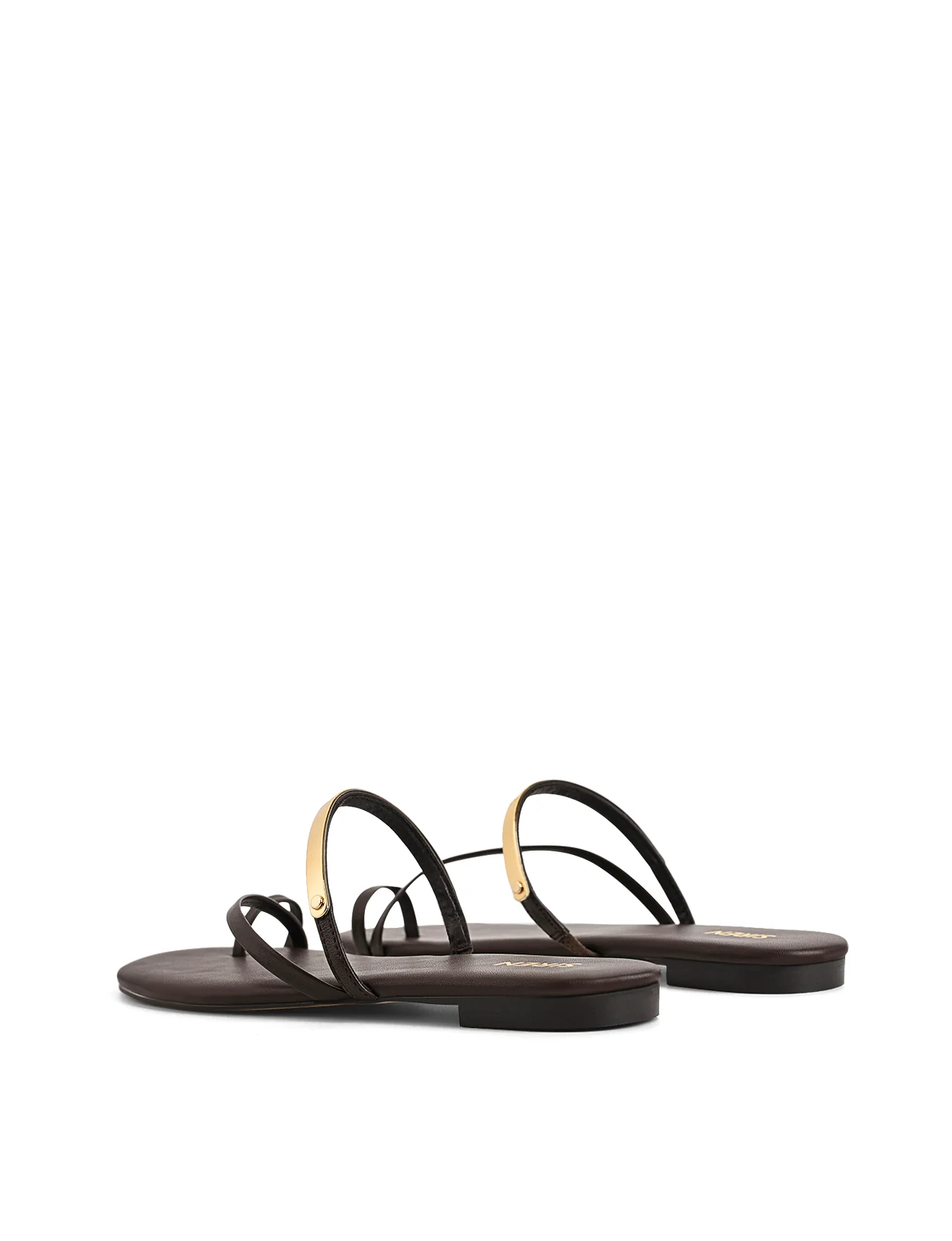 Miles Strappy Flat Sandals - Chocolate Brown Leather - Image 3