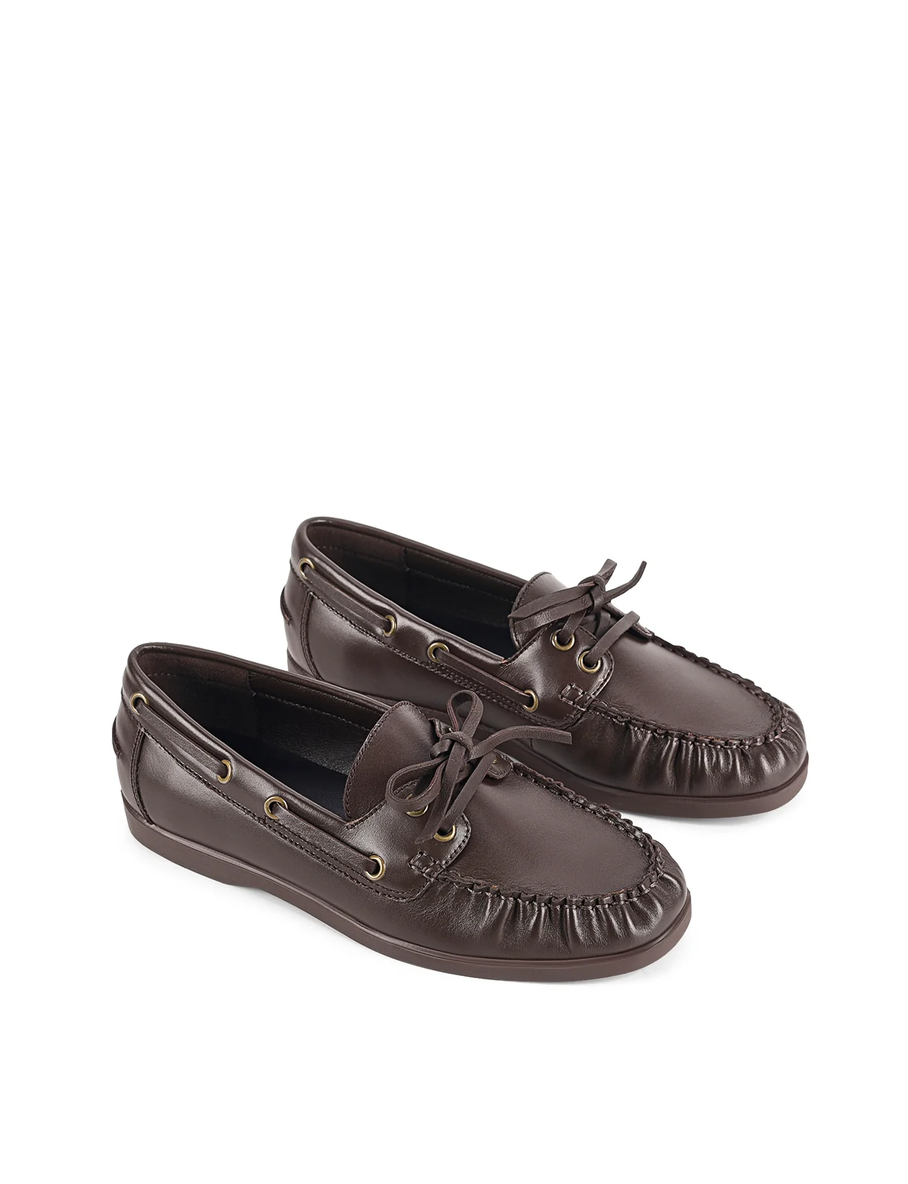 Paloma Boat Shoes - Chocolate Brown Leather - Image 3