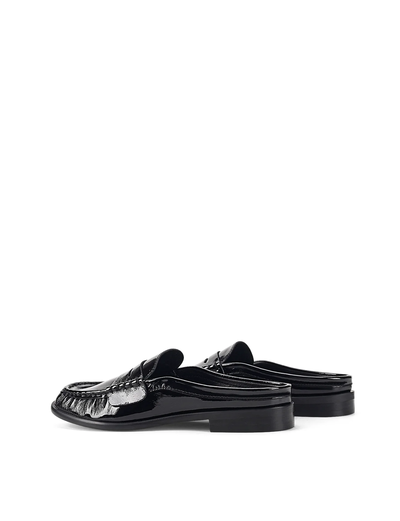 Parker Loafer Mules - Black Crinkle Patent Leather - Image 4