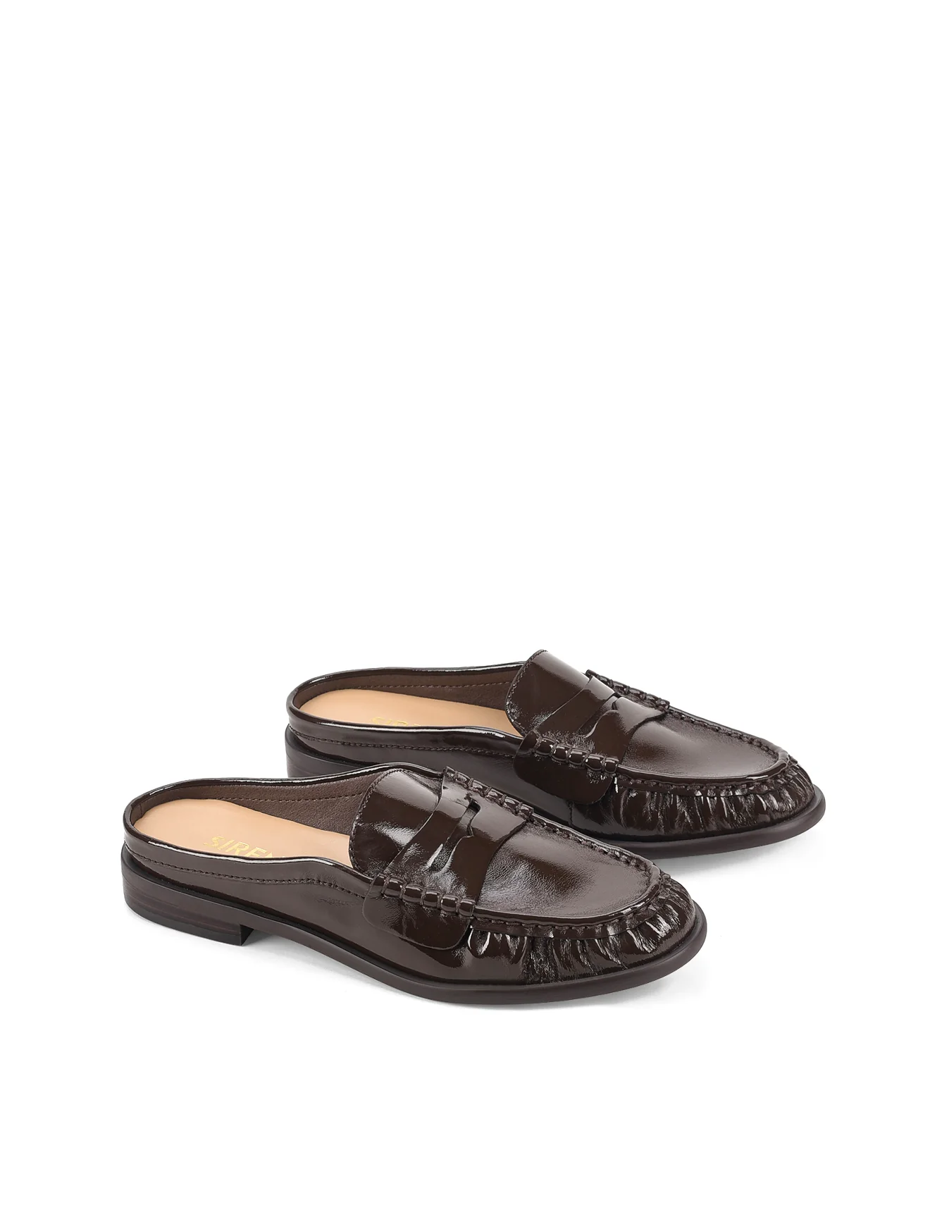 Parker Loafer Mules - Chocolate Brown Crinkle Patent Leather - Image 3