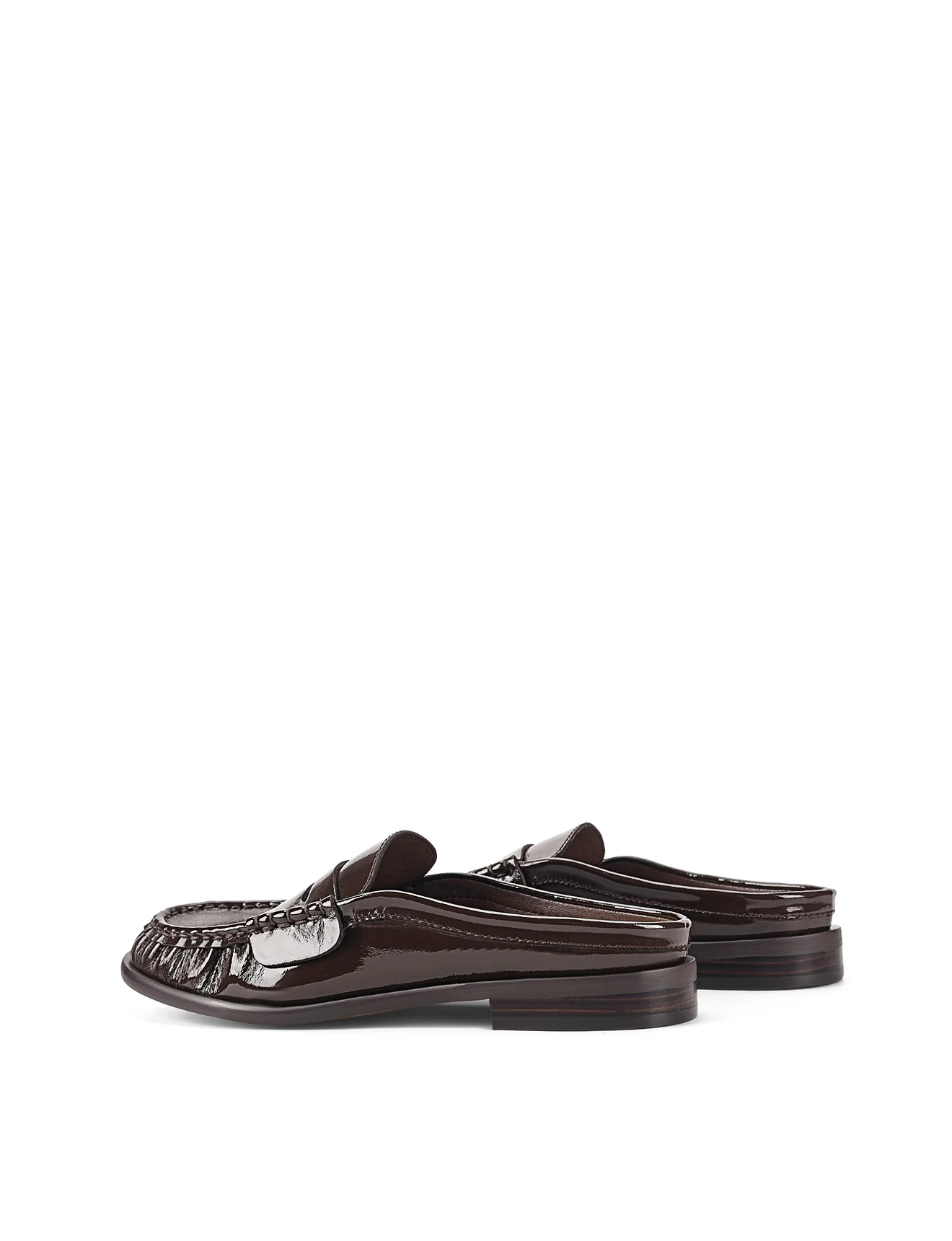 Parker Loafer Mules - Chocolate Brown Crinkle Patent Leather - Image 4