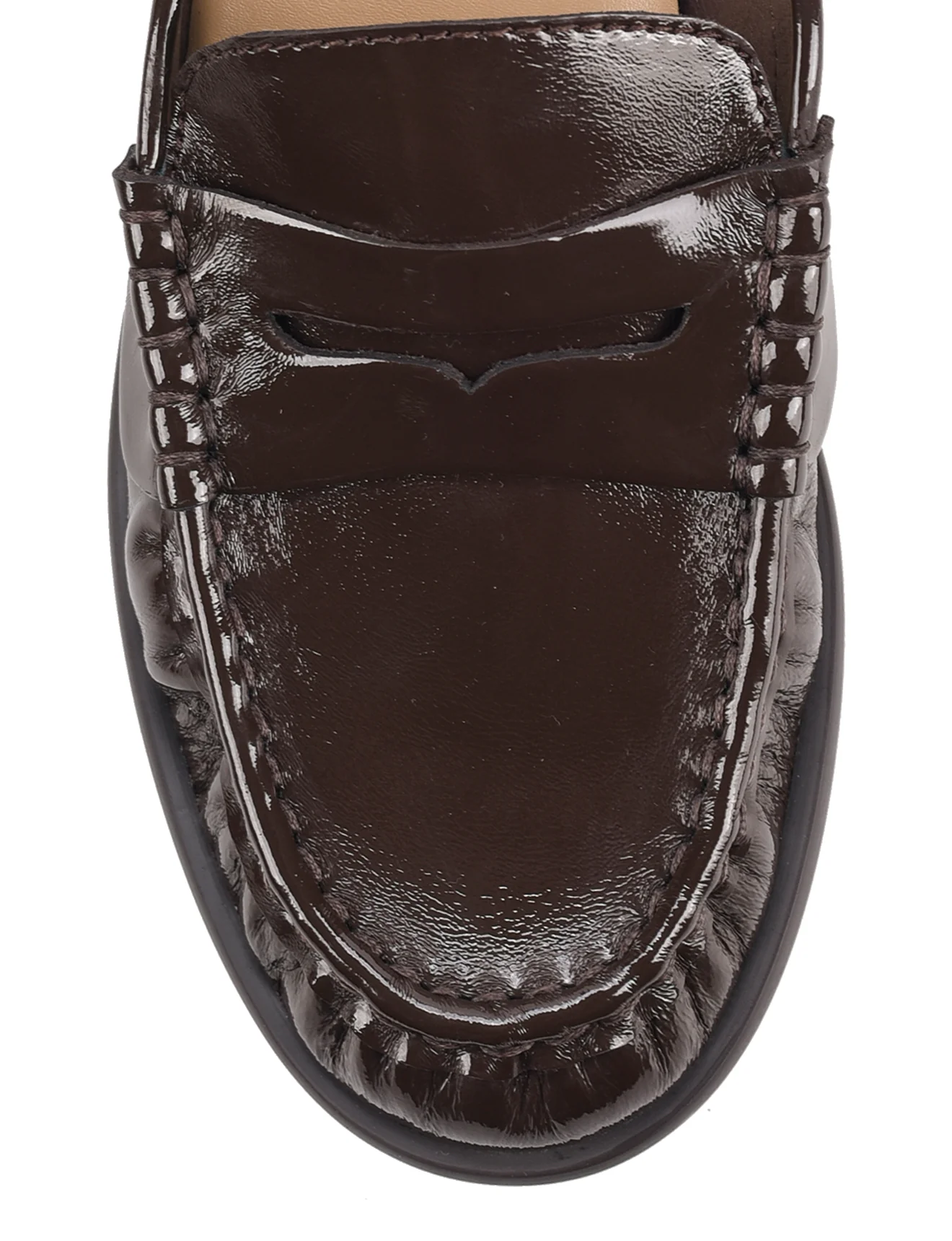 Parker Loafer Mules - Chocolate Brown Crinkle Patent Leather - Image 5