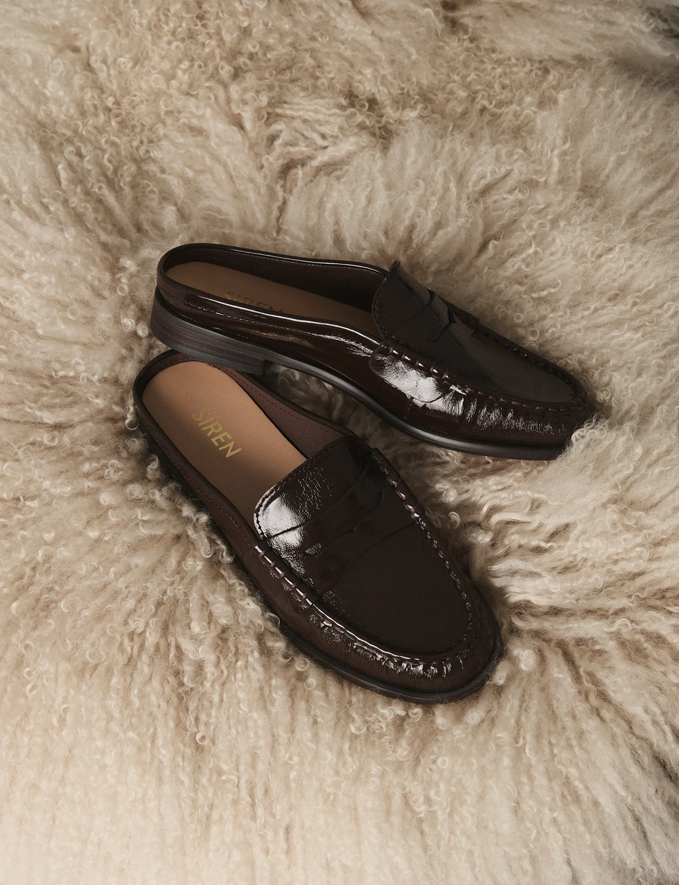 Parker Loafer Mules - Chocolate Brown Crinkle Patent Leather - Image 6