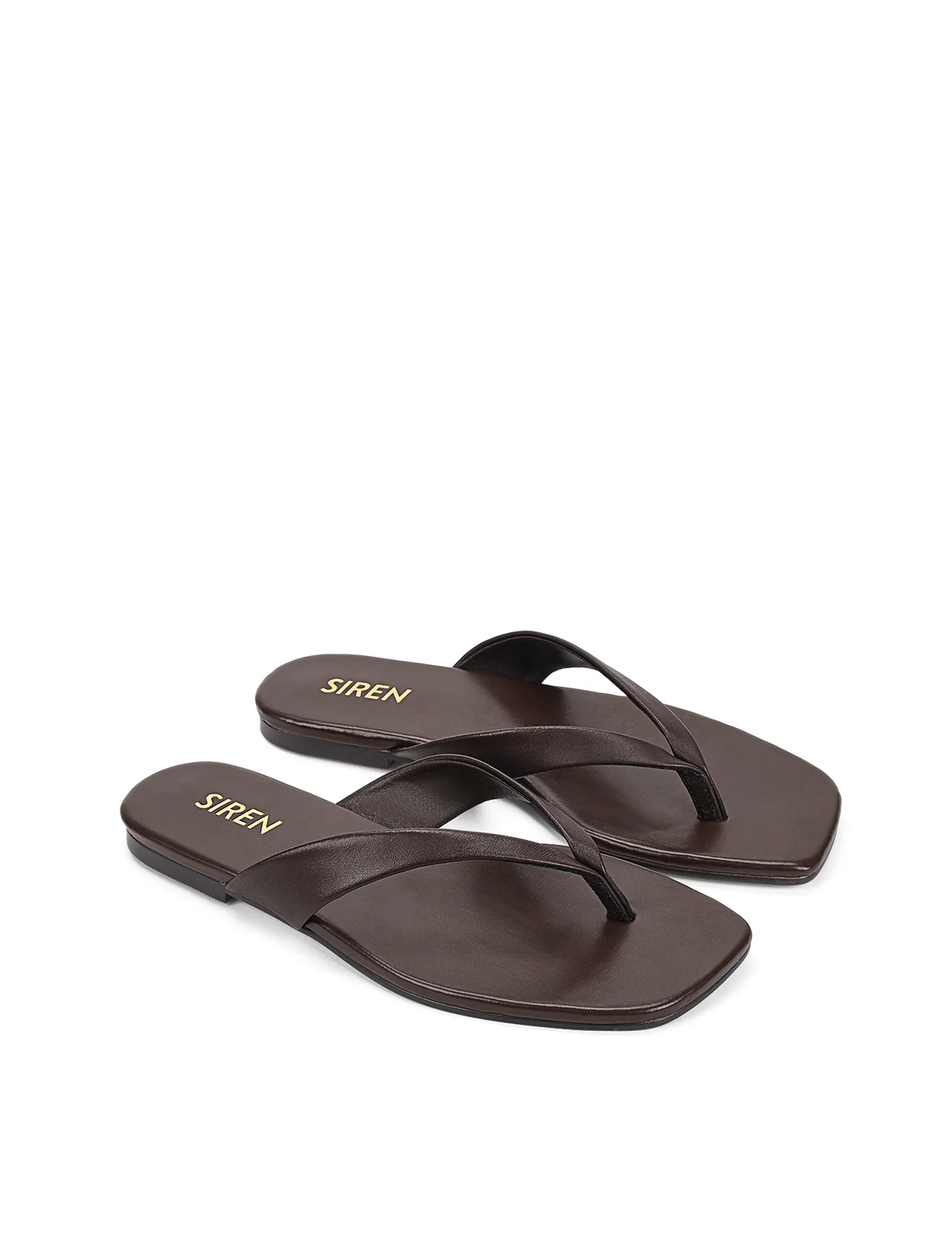 Evita Flat Thongs - Chocolate Brown Leather - Image 3