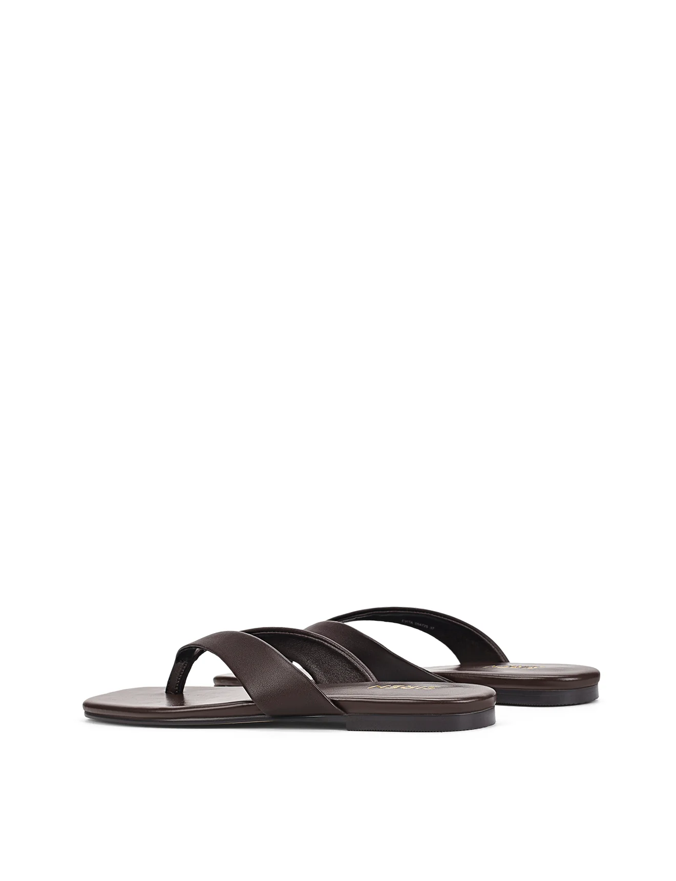 Evita Flat Thongs - Chocolate Brown Leather - Image 5
